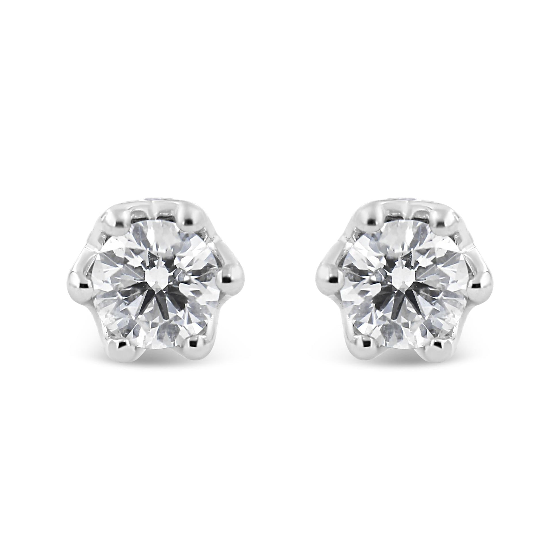 14K Gold 1/2 Cttw Round Diamond Crown Stud Earring (I-J Color, I1-I2 Clarity)-1
