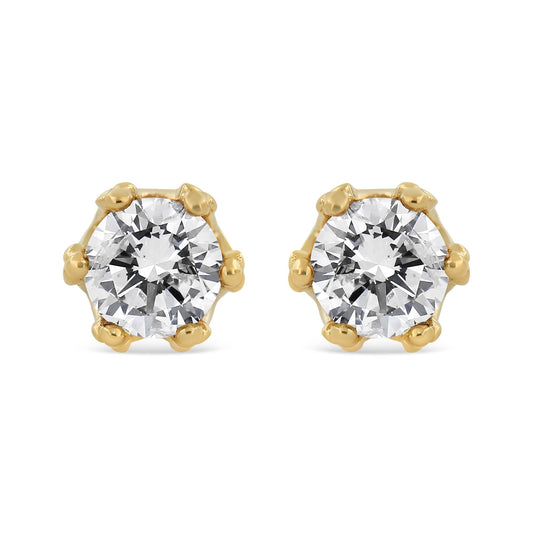14K Gold 1/2 Cttw Round Diamond Crown Stud Earring (I-J Color, I1-I2 Clarity)-0