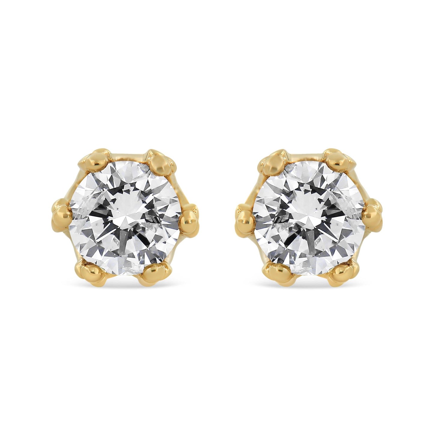 14K Gold 1/2 Cttw Round Diamond Crown Stud Earring (I-J Color, I1-I2 Clarity)-0