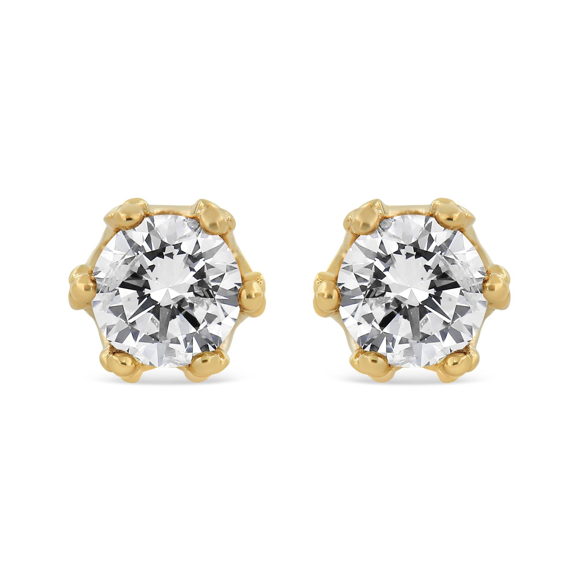 14K Gold 1/2 Cttw Round Diamond Crown Stud Earring (I-J Color, I1-I2 Clarity)-0