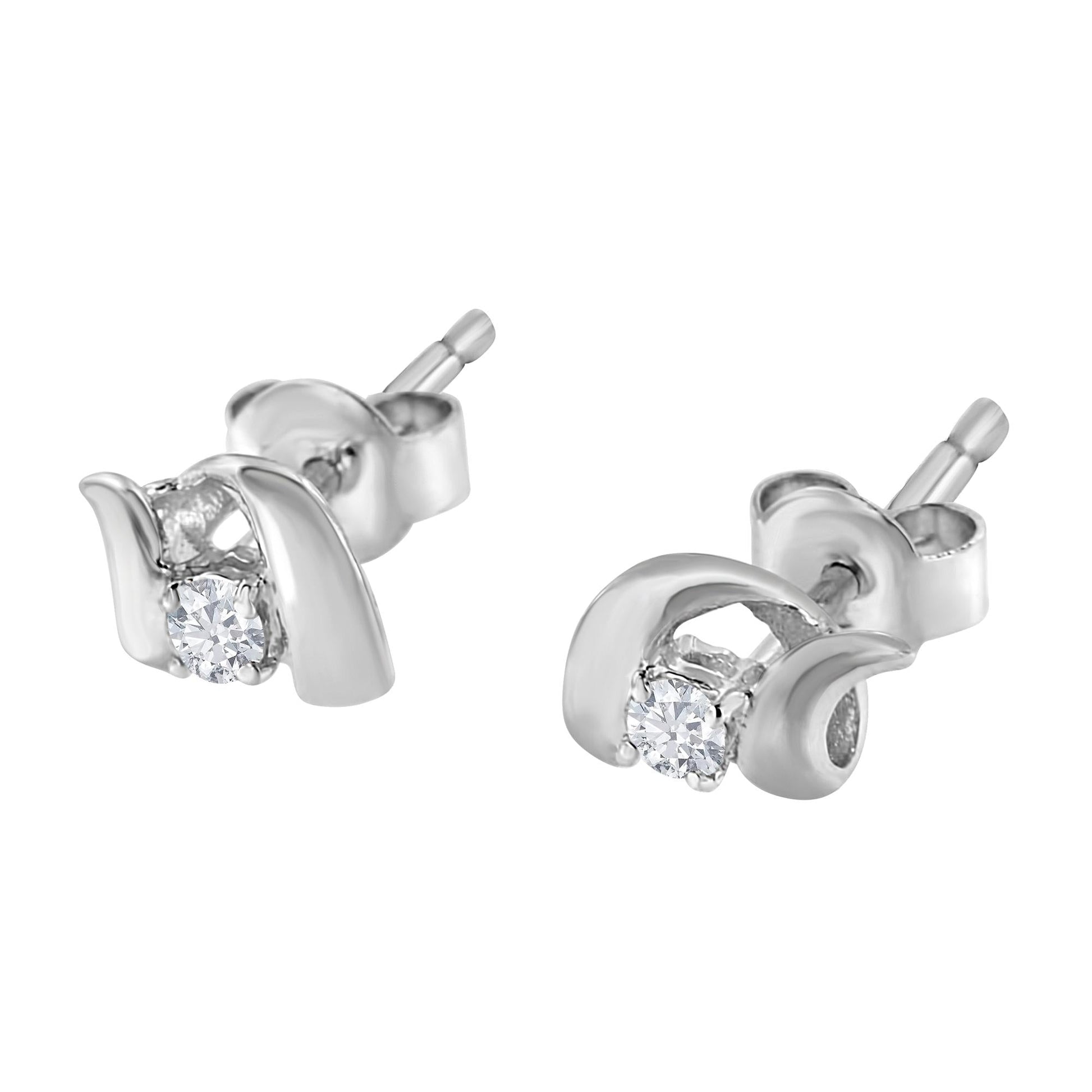 .925 Sterling Silver Round Cut Diamond Fashion Earrings (0.10 cttw, I-J Color, I2-I3 Clarity)-4