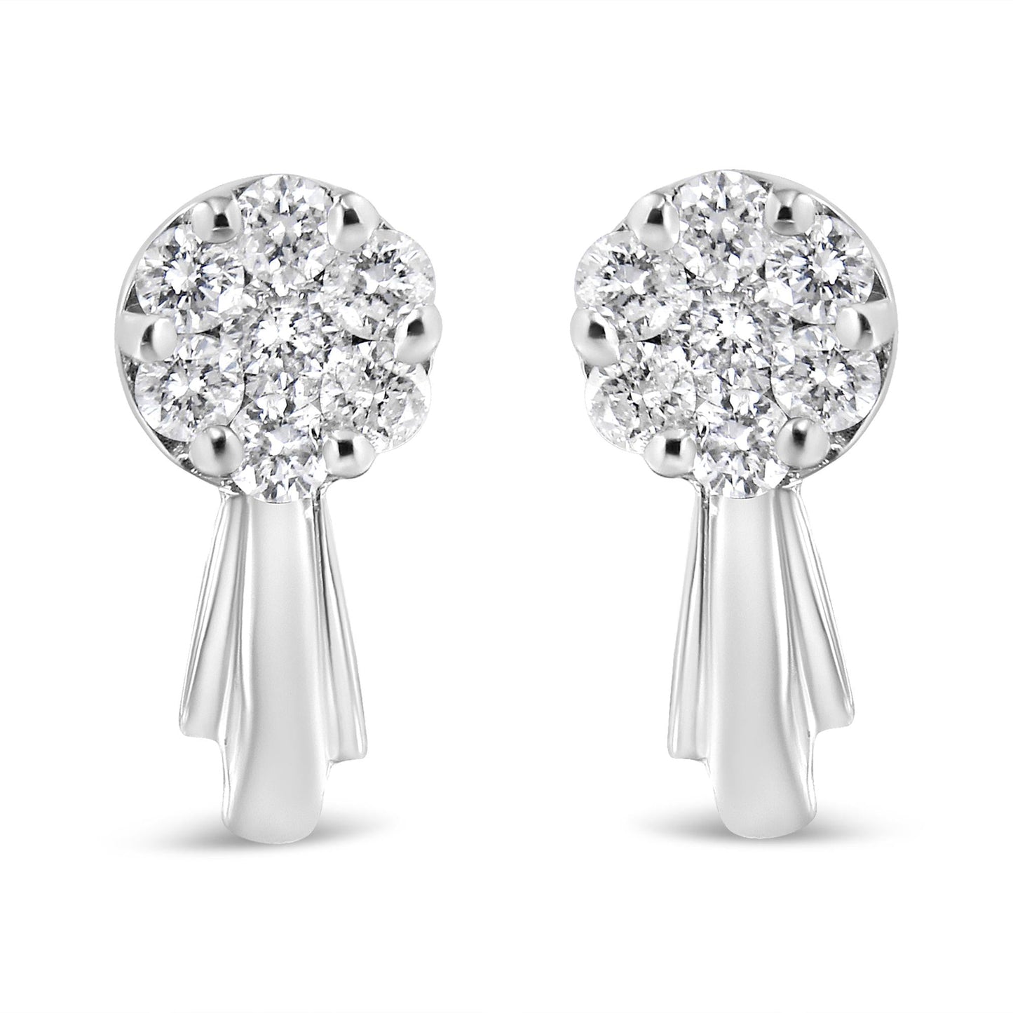 14K Gold 3/4 Cttw Diamond Floral Cluster Drop and Dangle Stud Earrings (H-I Color, I1-I2 Clarity)-1