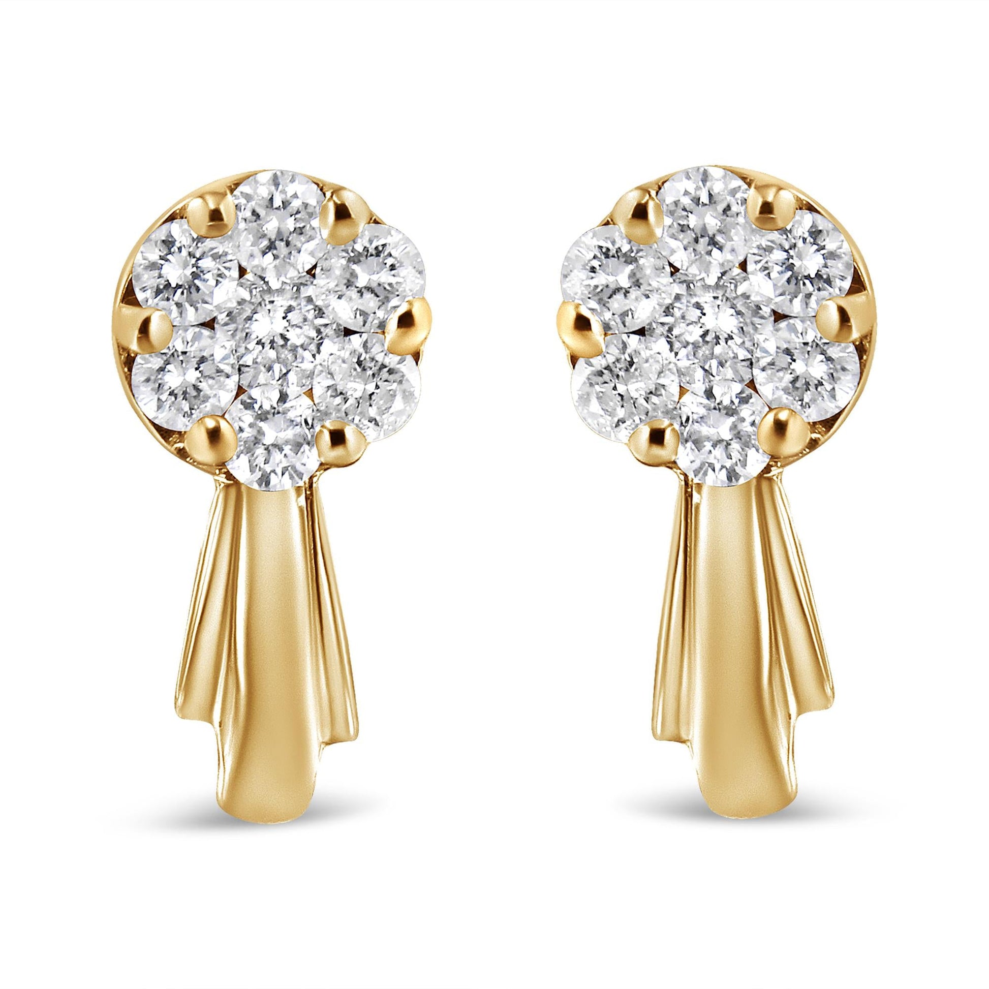 14K Gold 3/4 Cttw Diamond Floral Cluster Drop and Dangle Stud Earrings (H-I Color, I1-I2 Clarity)-0