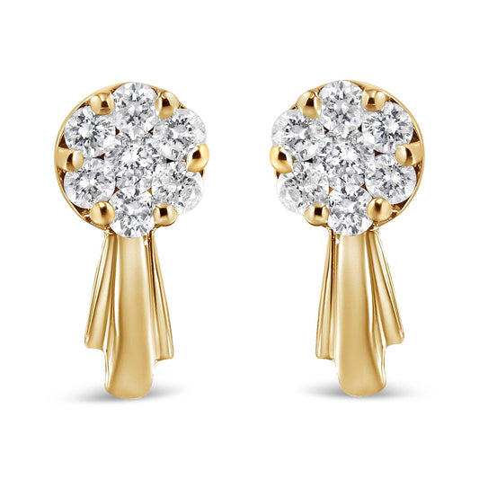 14K Gold 3/4 Cttw Diamond Floral Cluster Drop and Dangle Stud Earrings (H-I Color, I1-I2 Clarity)-0