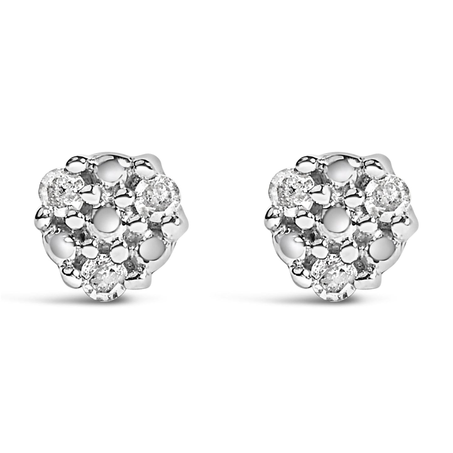 .925 Sterling Silver 1/10 cttw Prong Set Round-Cut Trio Diamond Stud Earrings (I-J Color, I3 Clarity)-0