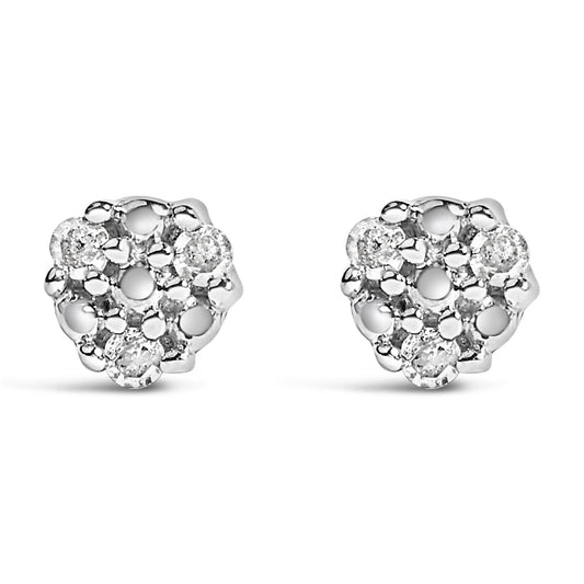 .925 Sterling Silver 1/10 cttw Prong Set Round-Cut Trio Diamond Stud Earrings (I-J Color, I3 Clarity)-0