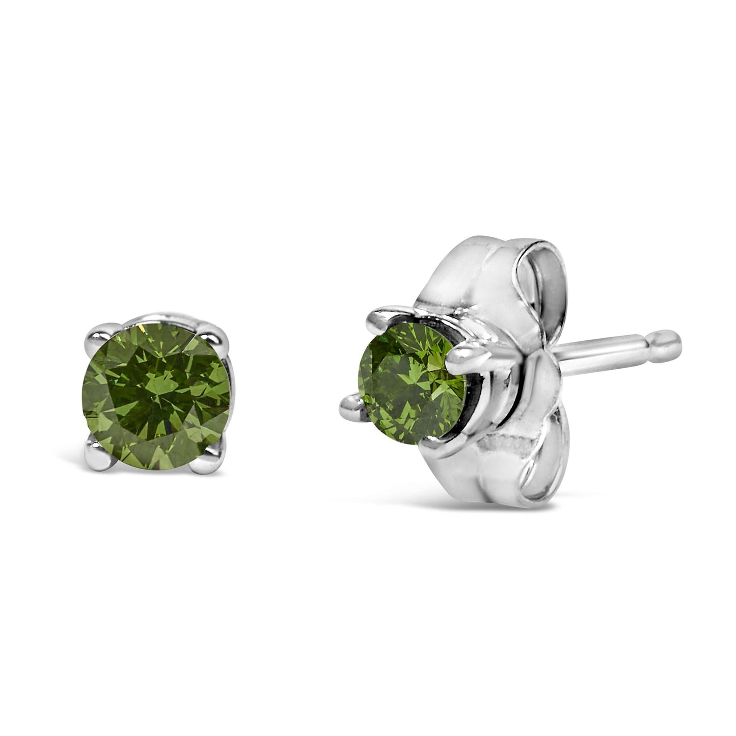 .925 Sterling Silver 0.15 Cttw Round Brilliant-Cut Diamond Classic 4-Prong Stud Earrings-3