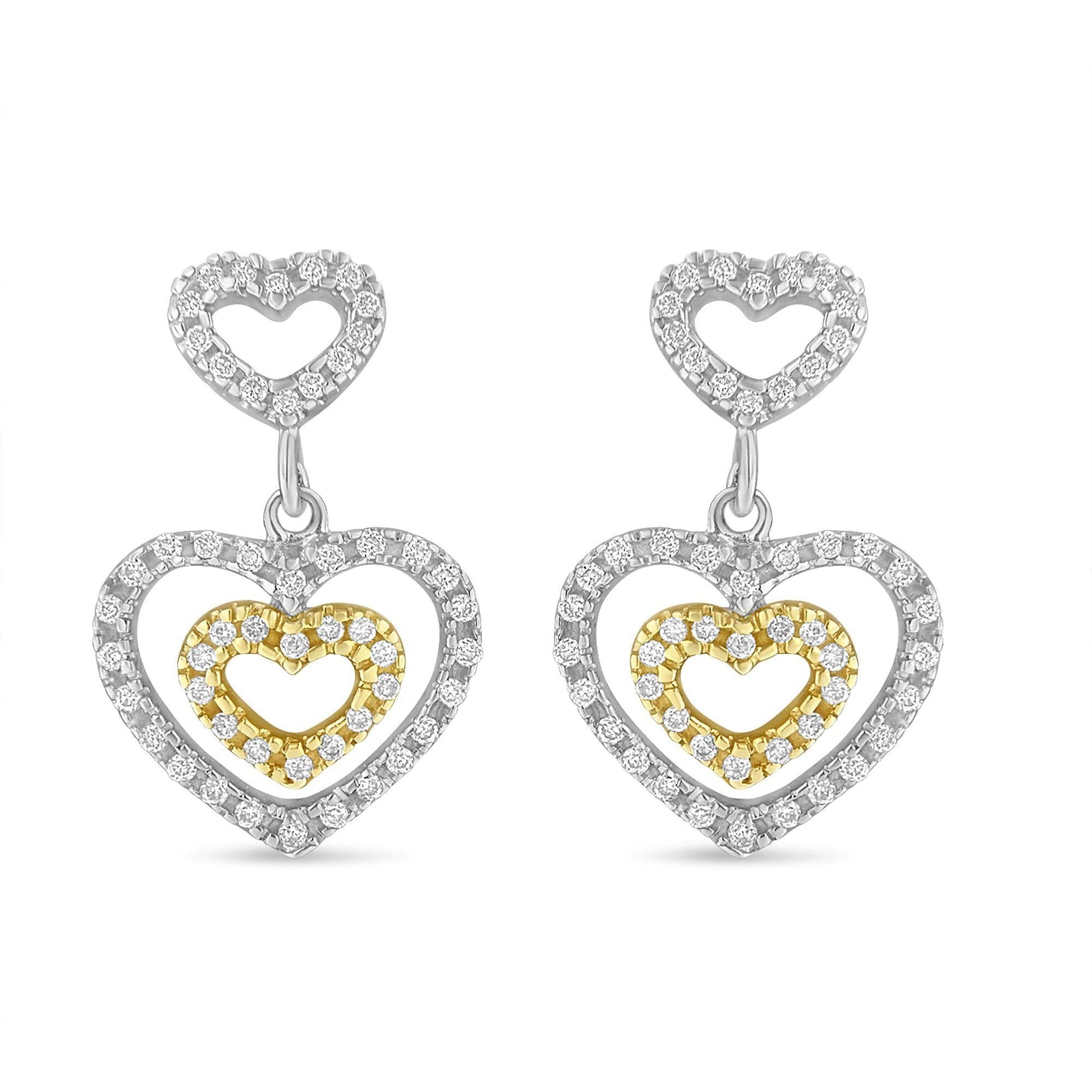 14K Two Toned 1/2 cttw Round Cut Diamond Earrings (H-I, SI1-SI2)-0