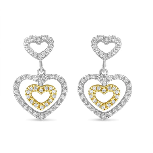 14K Two Toned 1/2 cttw Round Cut Diamond Earrings (H-I, SI1-SI2)-0