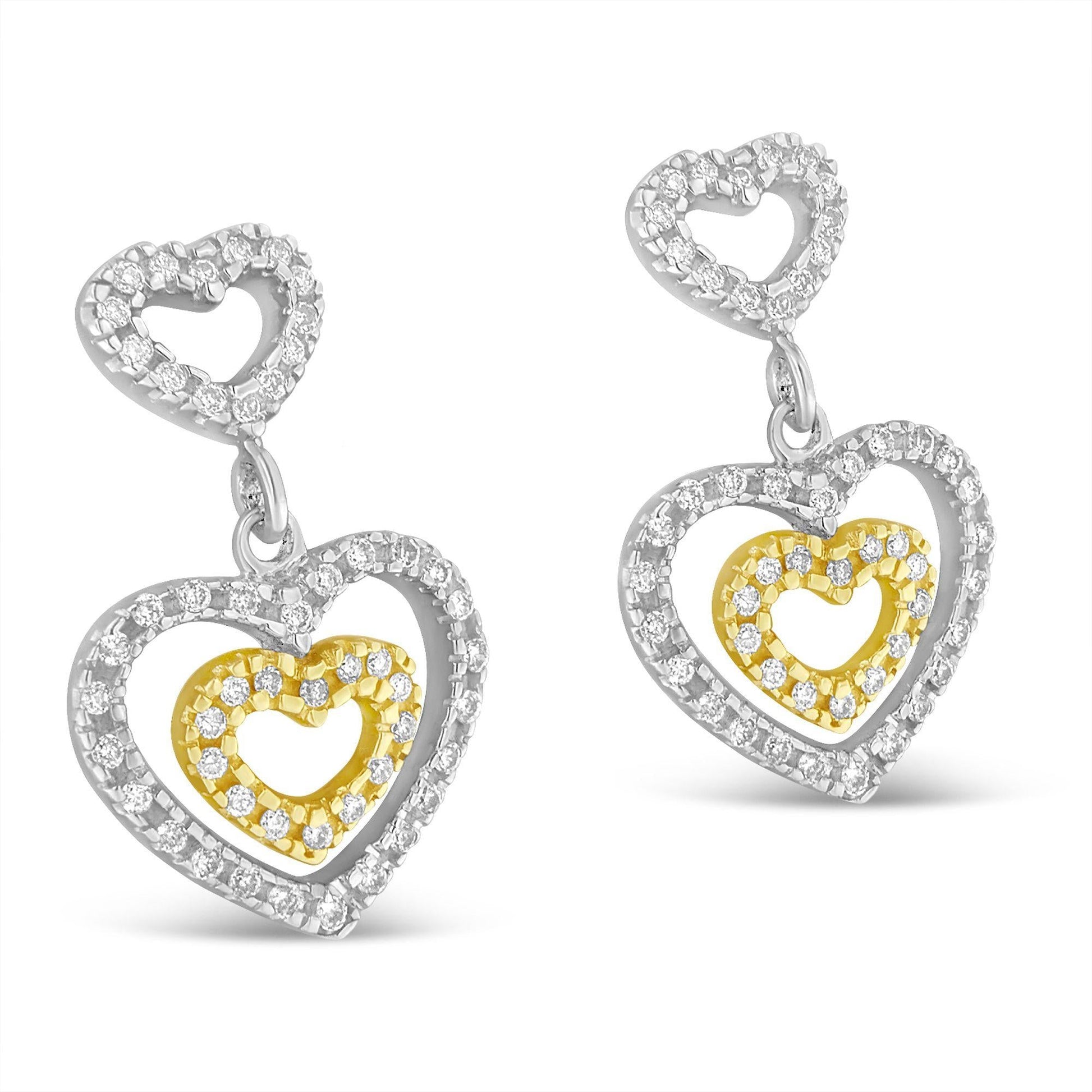 14K Two Toned 1/2 cttw Round Cut Diamond Earrings (H-I, SI1-SI2)-1