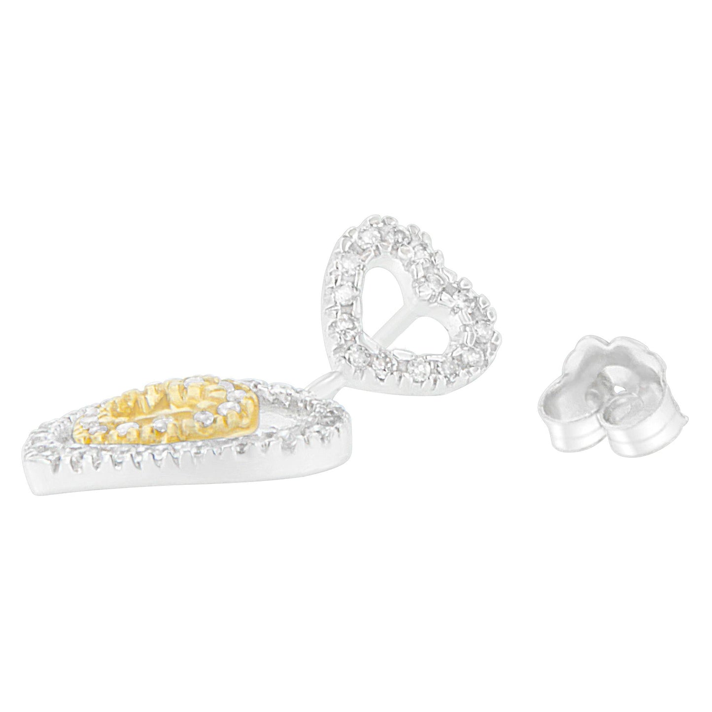 14K Two Toned 1/2 cttw Round Cut Diamond Earrings (H-I, SI1-SI2)-2