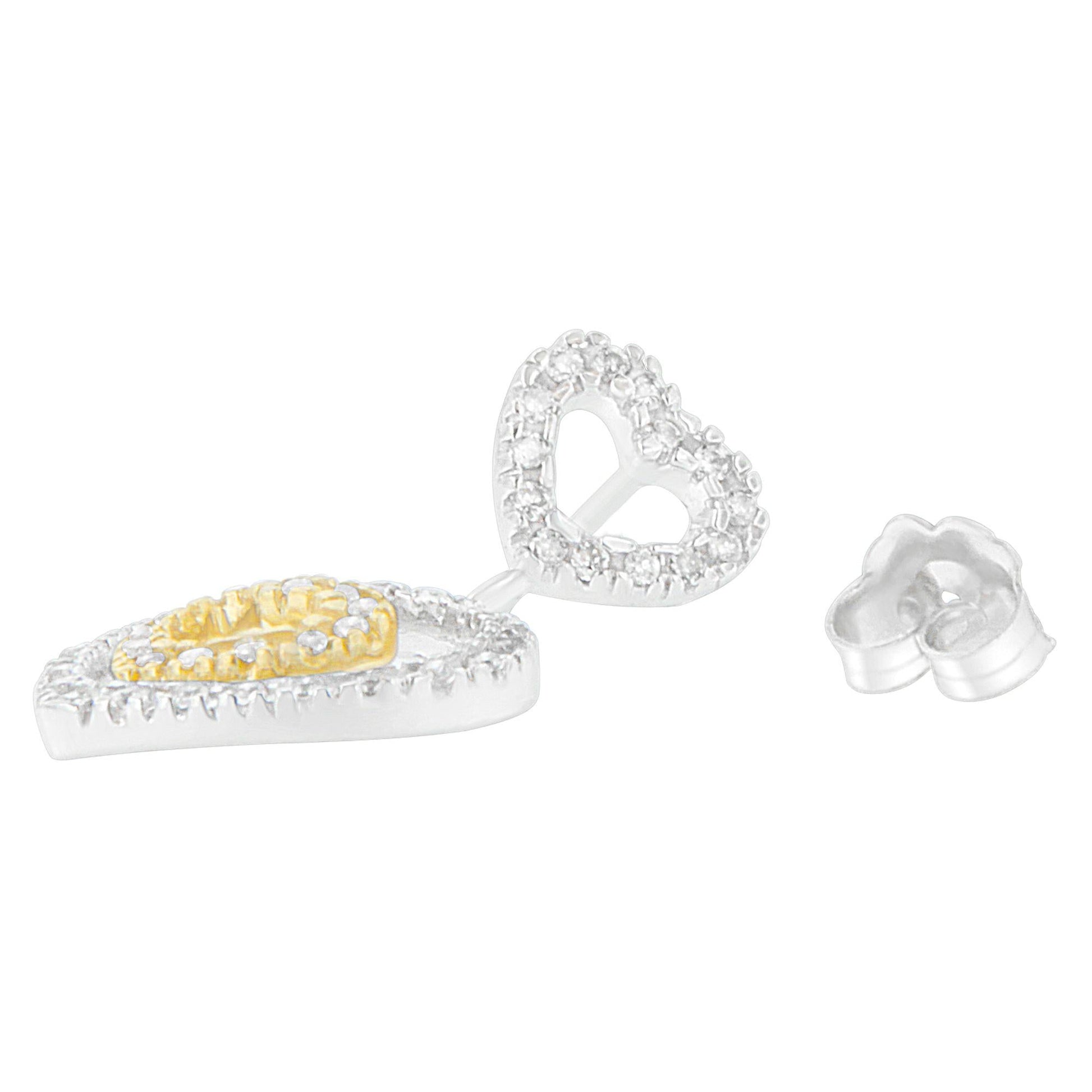 14K Two Toned 1/2 cttw Round Cut Diamond Earrings (H-I, SI1-SI2)-2
