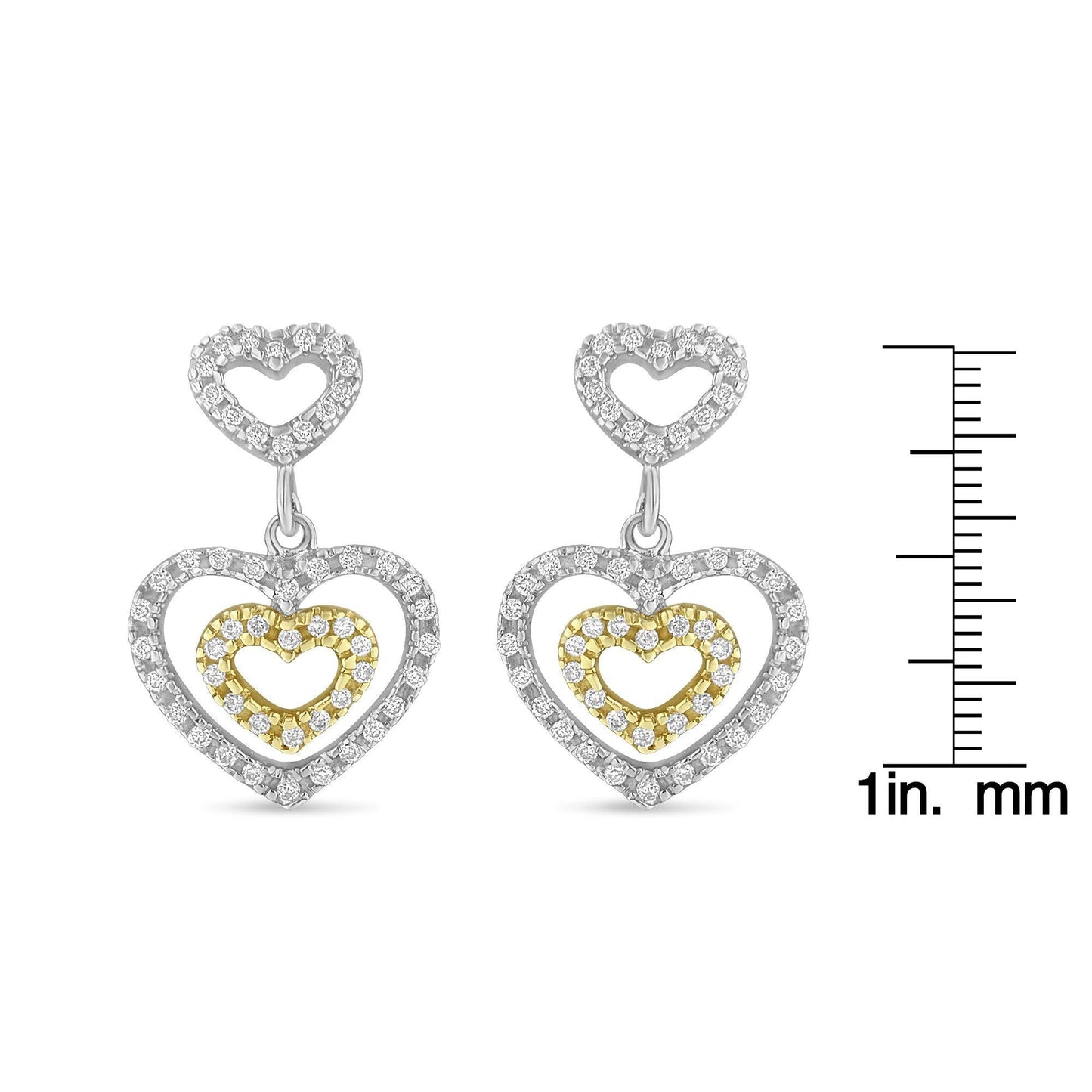 14K Two Toned 1/2 cttw Round Cut Diamond Earrings (H-I, SI1-SI2)-3