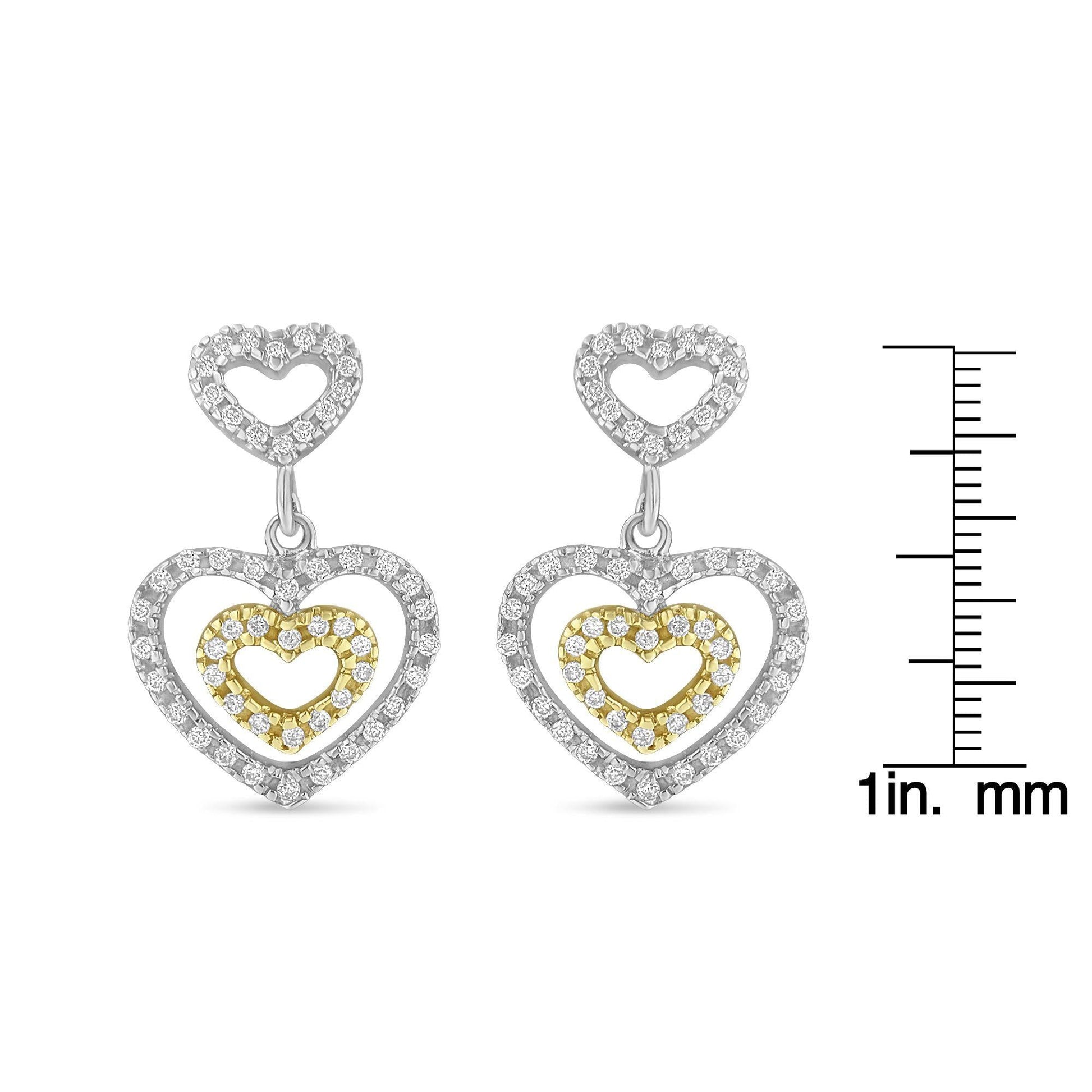 14K Two Toned 1/2 cttw Round Cut Diamond Earrings (H-I, SI1-SI2)-3
