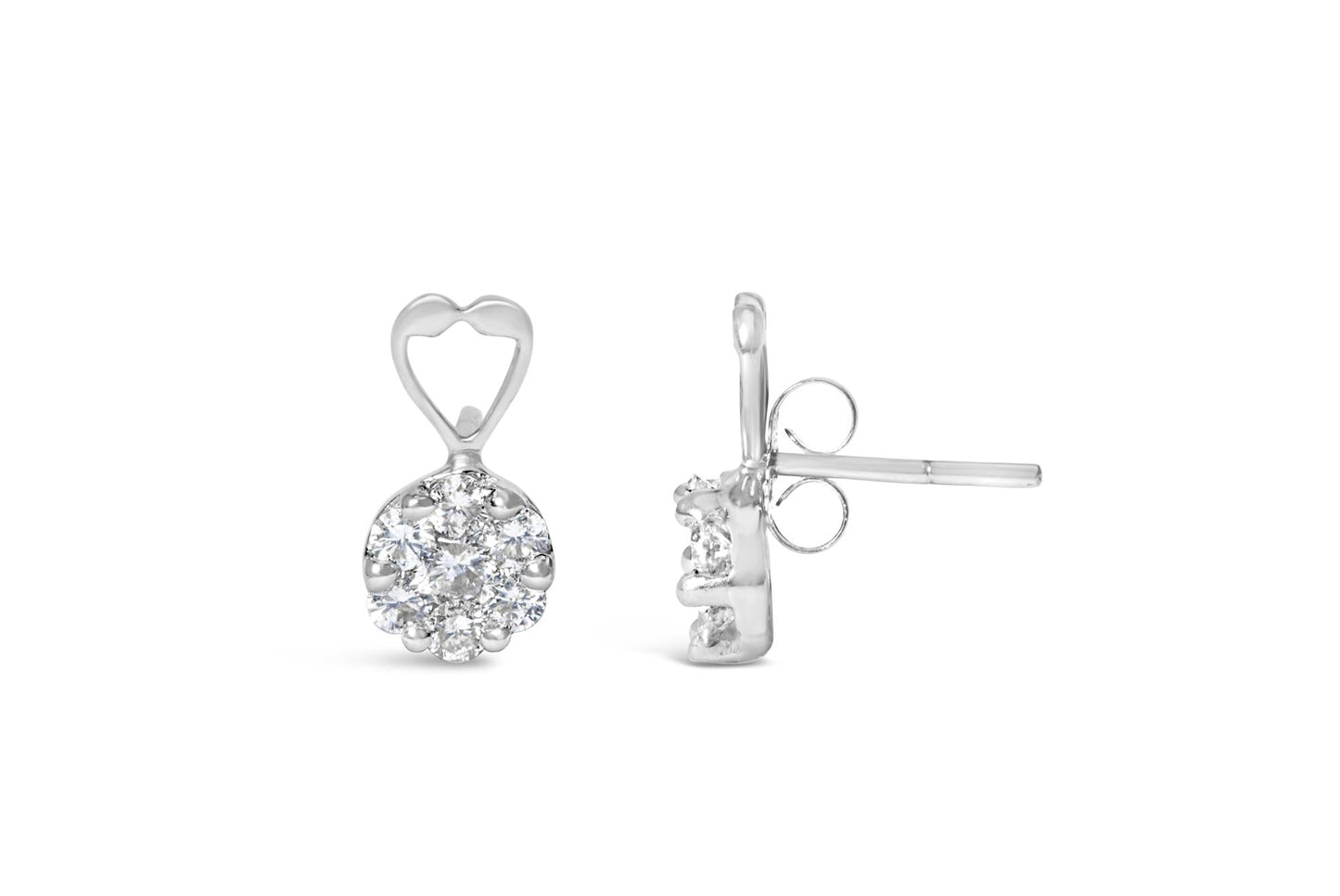 14K White Gold 1 1/4 cttw Round Cut Diamond Earrings (H-I, I1-I2)-3