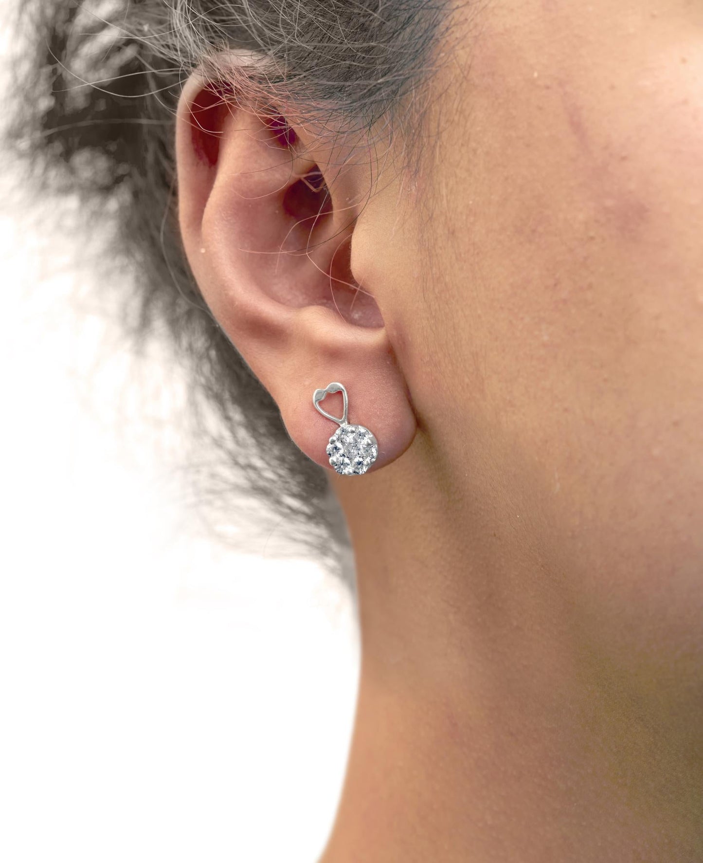 14K White Gold 1 1/4 cttw Round Cut Diamond Earrings (H-I, I1-I2)-2