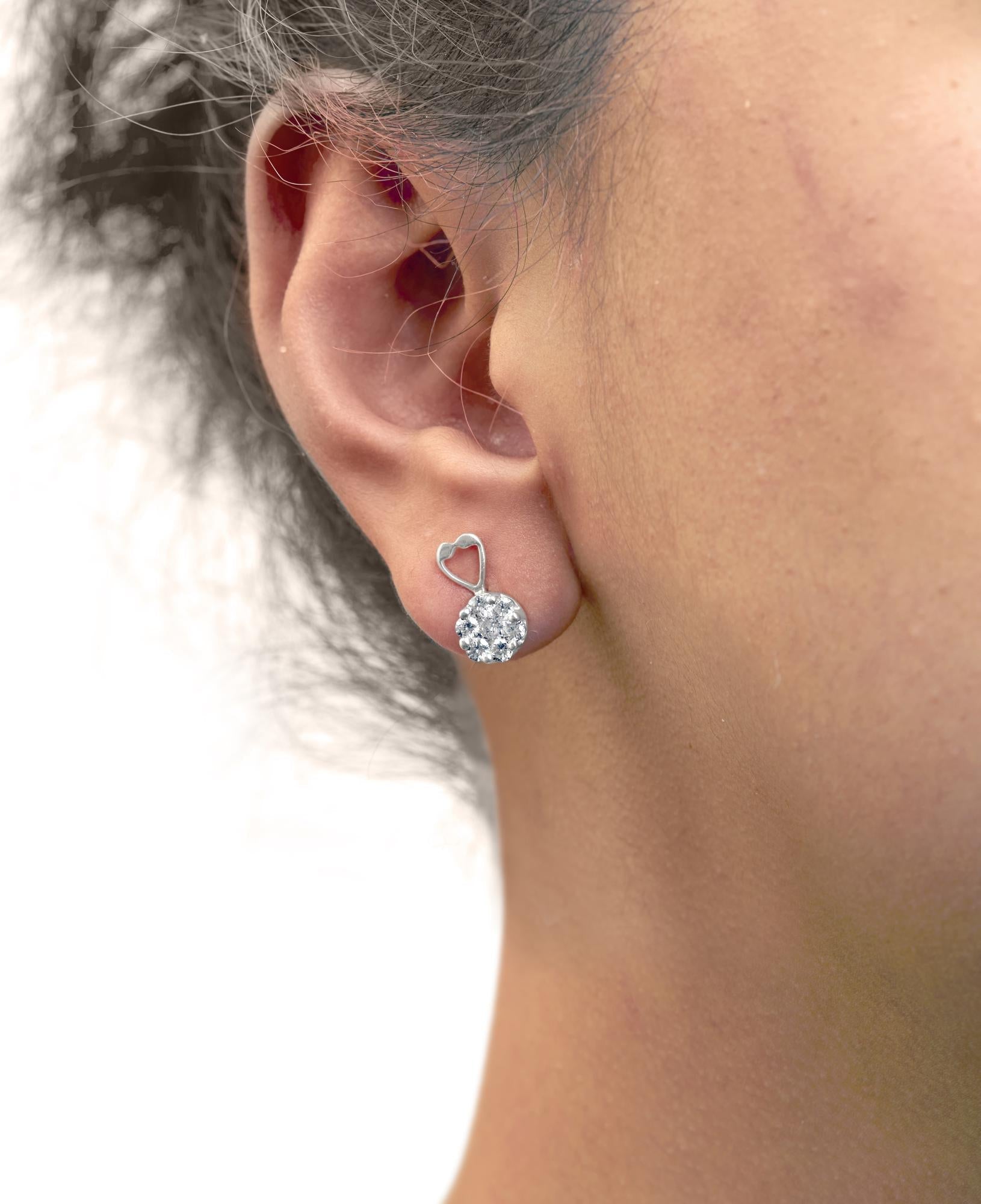 14K White Gold 1 1/4 cttw Round Cut Diamond Earrings (H-I, I1-I2)-2