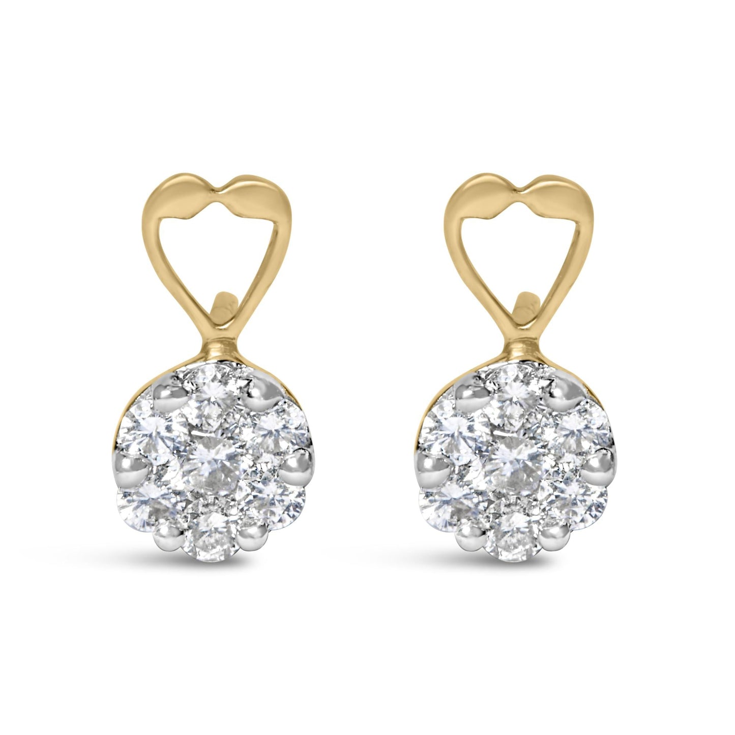 14K Yellow Gold 1ct. TDW Round-cut Diamond Earrings (I-J,SI2-I1)-0