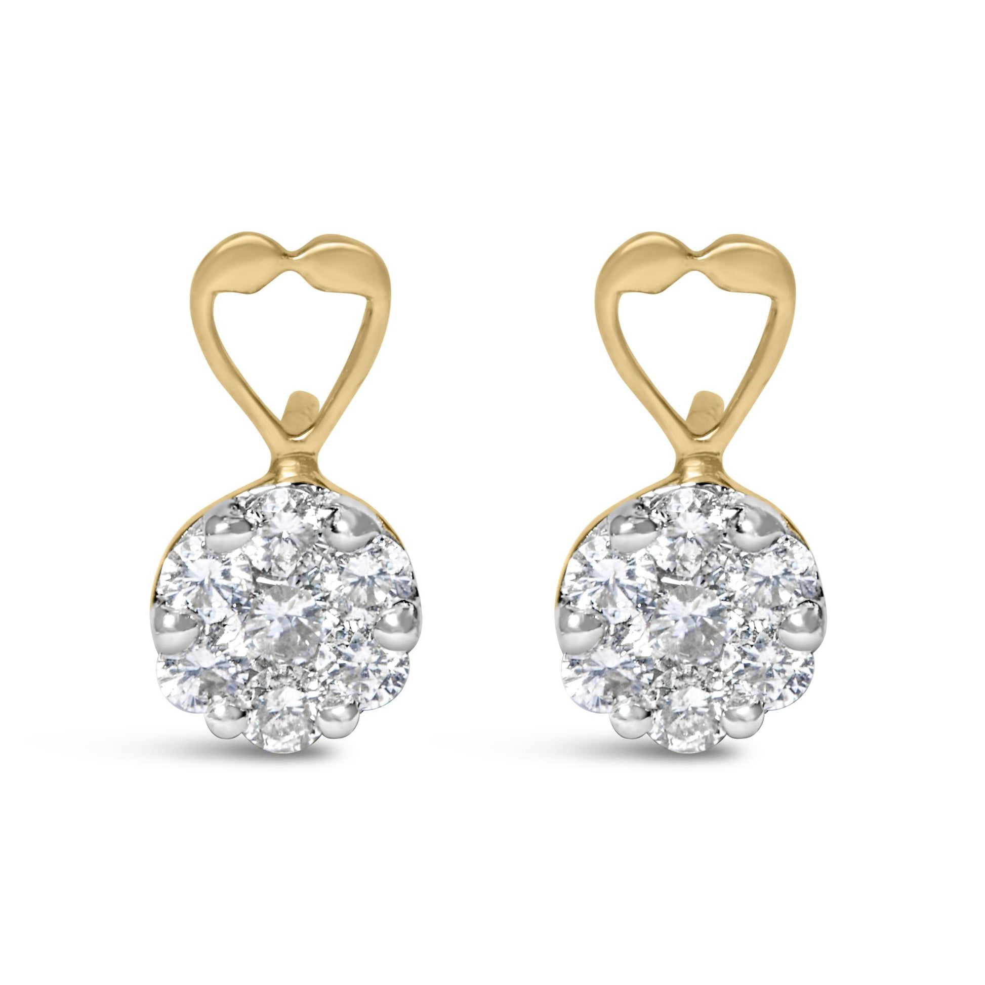 14K Yellow Gold 1ct. TDW Round-cut Diamond Earrings (I-J,SI2-I1)-0