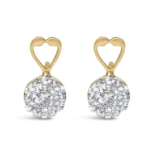 14K Yellow Gold 1ct. TDW Round-cut Diamond Earrings (I-J,SI2-I1)-0