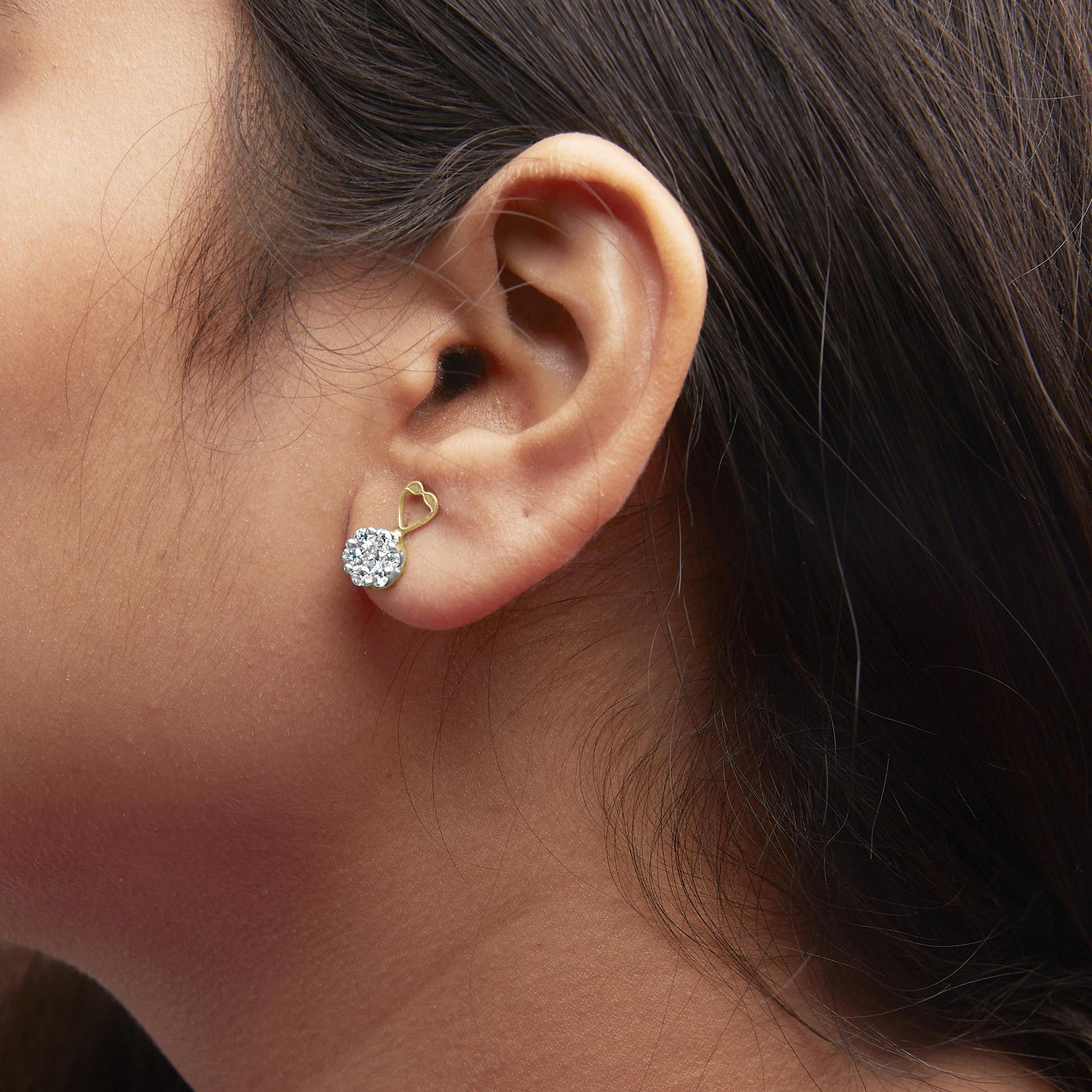 14K Yellow Gold 1ct. TDW Round-cut Diamond Earrings (I-J,SI2-I1)-2