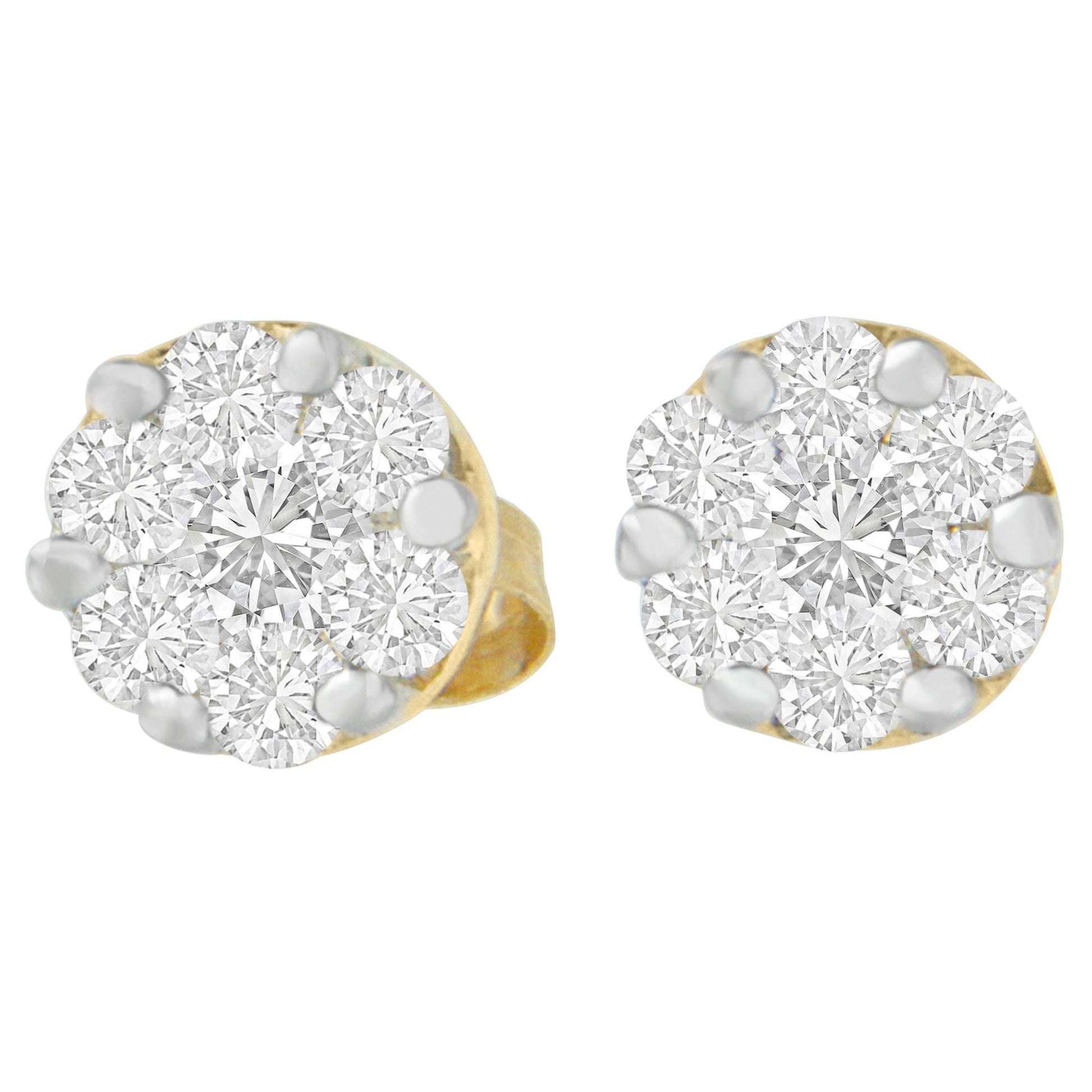 14K Yellow Gold 3/4 cttw Round Cut Diamond Stud Earring (I-J, SI2-I1)-0