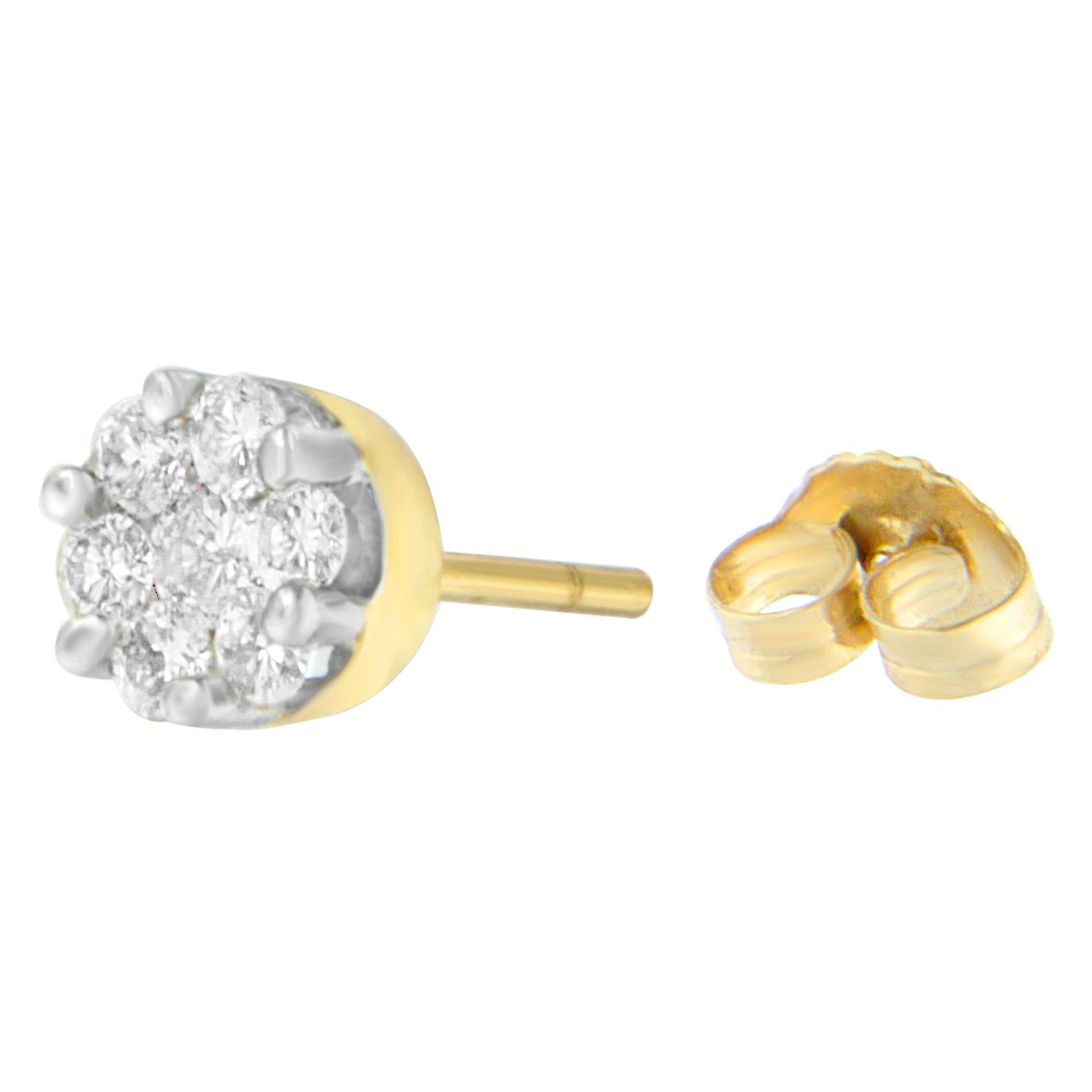 14K Yellow Gold 3/4 cttw Round Cut Diamond Stud Earring (I-J, SI2-I1)-2