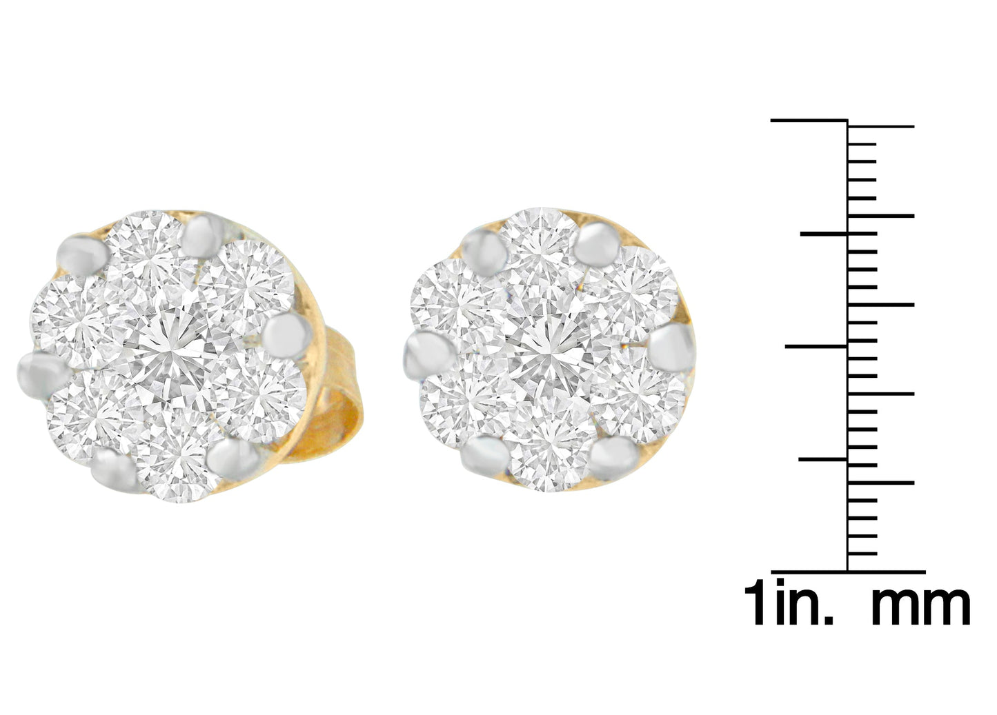 14K Yellow Gold 3/4 cttw Round Cut Diamond Stud Earring (I-J, SI2-I1)-3