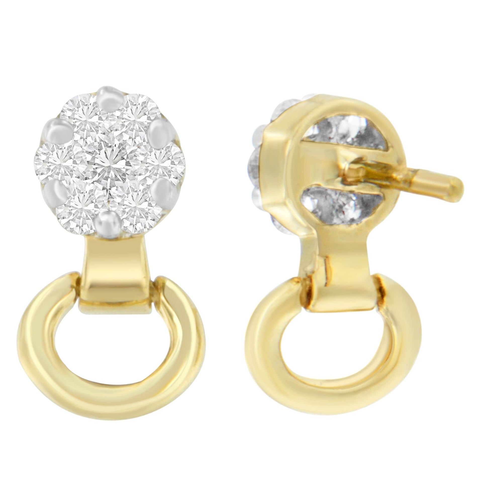 14K Yellow Gold 1/2 cttw Diamond Stud Earrings (I-J, SI1-SI2)-1