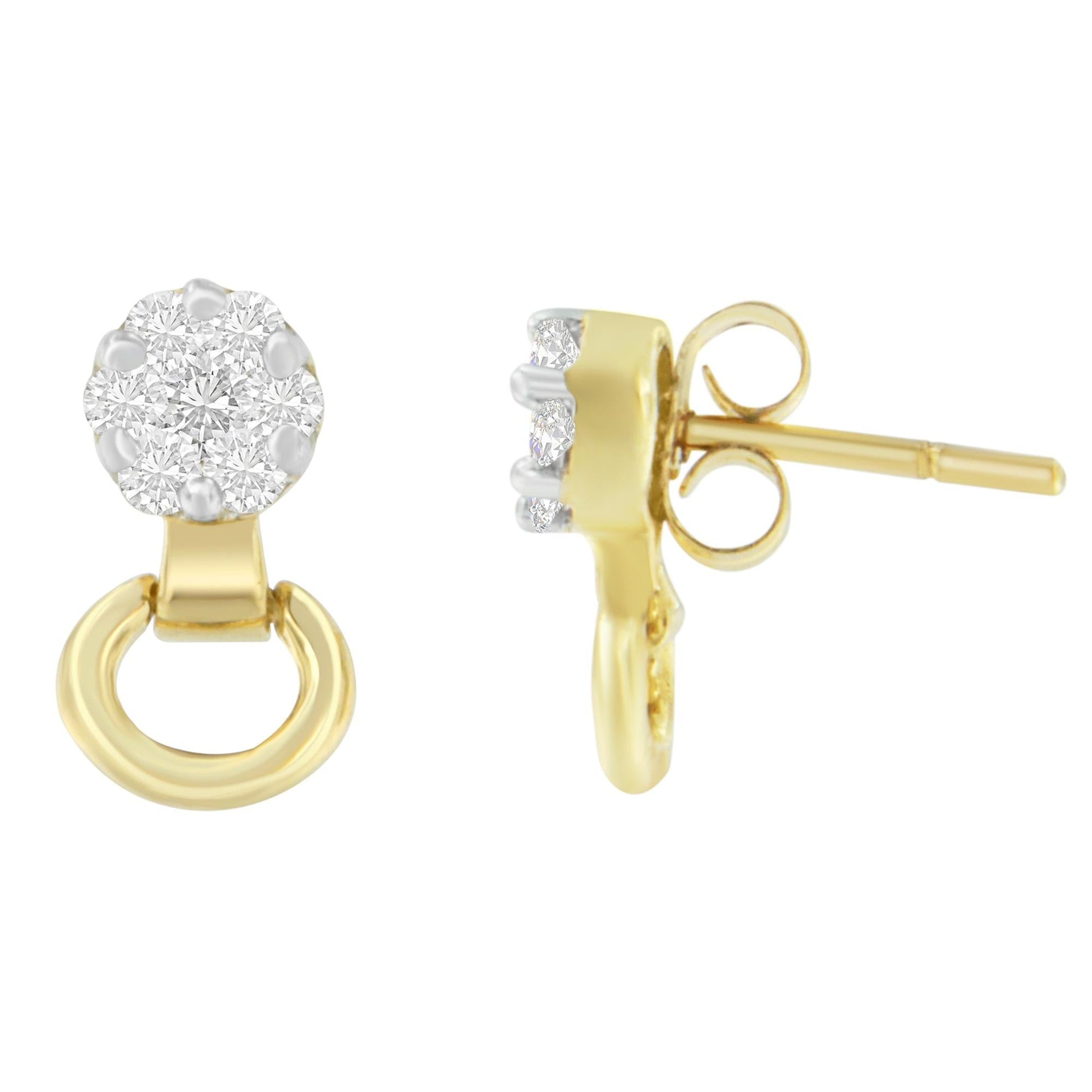 14K Yellow Gold 1/2 cttw Diamond Stud Earrings (I-J, SI1-SI2)-2