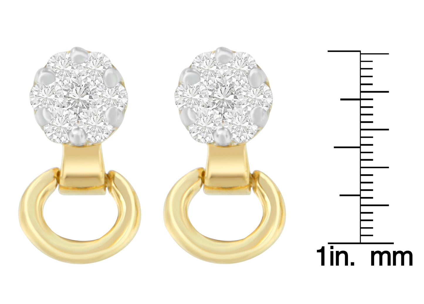 14K Yellow Gold 1/2 cttw Diamond Stud Earrings (I-J, SI1-SI2)-3