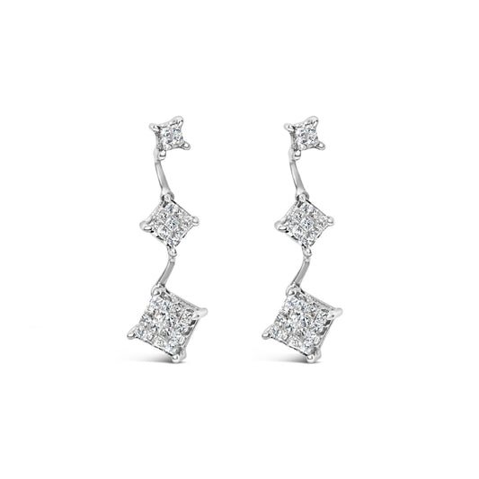 14K White Gold 1 cttw Princess Cut Diamond Earrings (G-H, VS1-VS2)-0