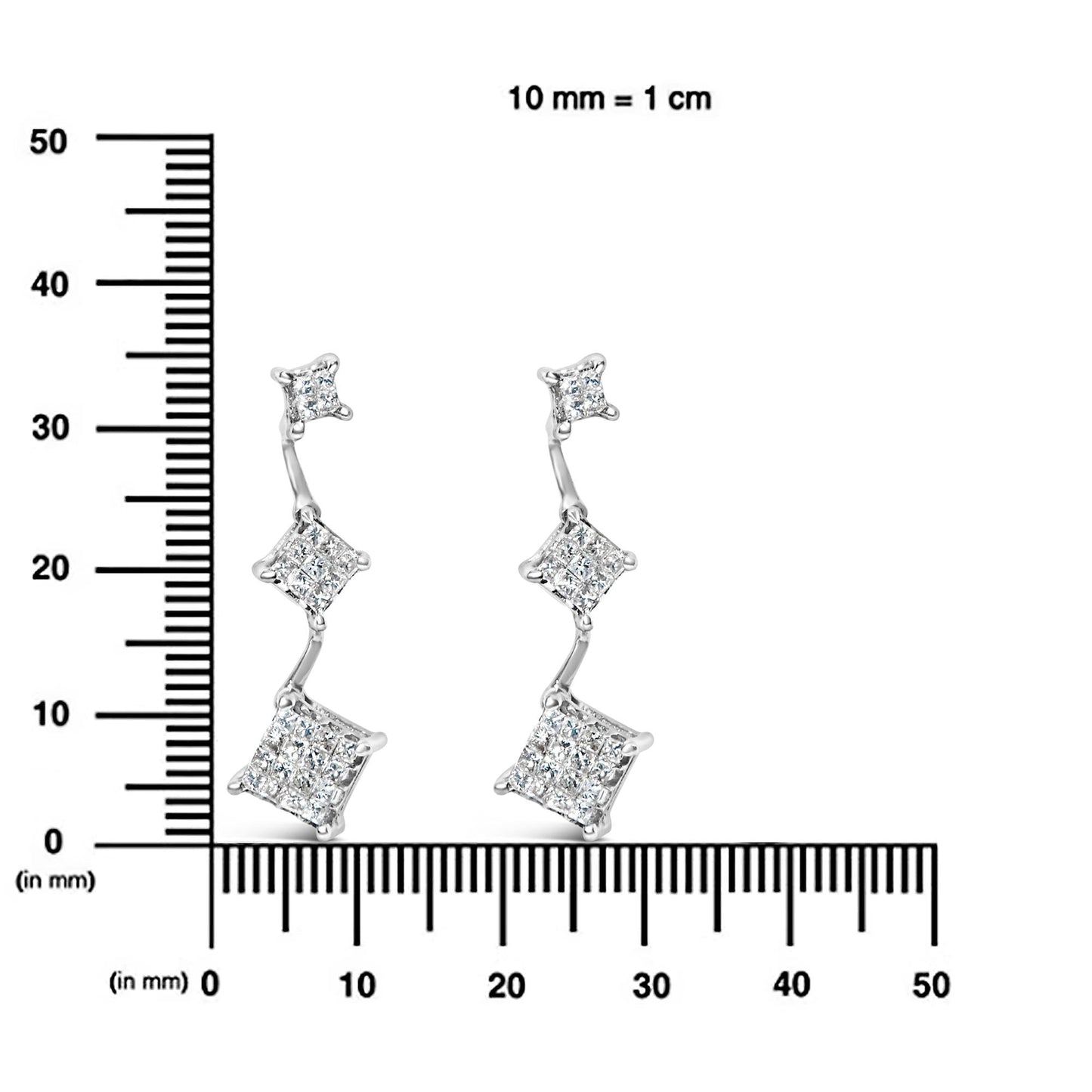 14K White Gold 1 cttw Princess Cut Diamond Earrings (G-H, VS1-VS2)-4