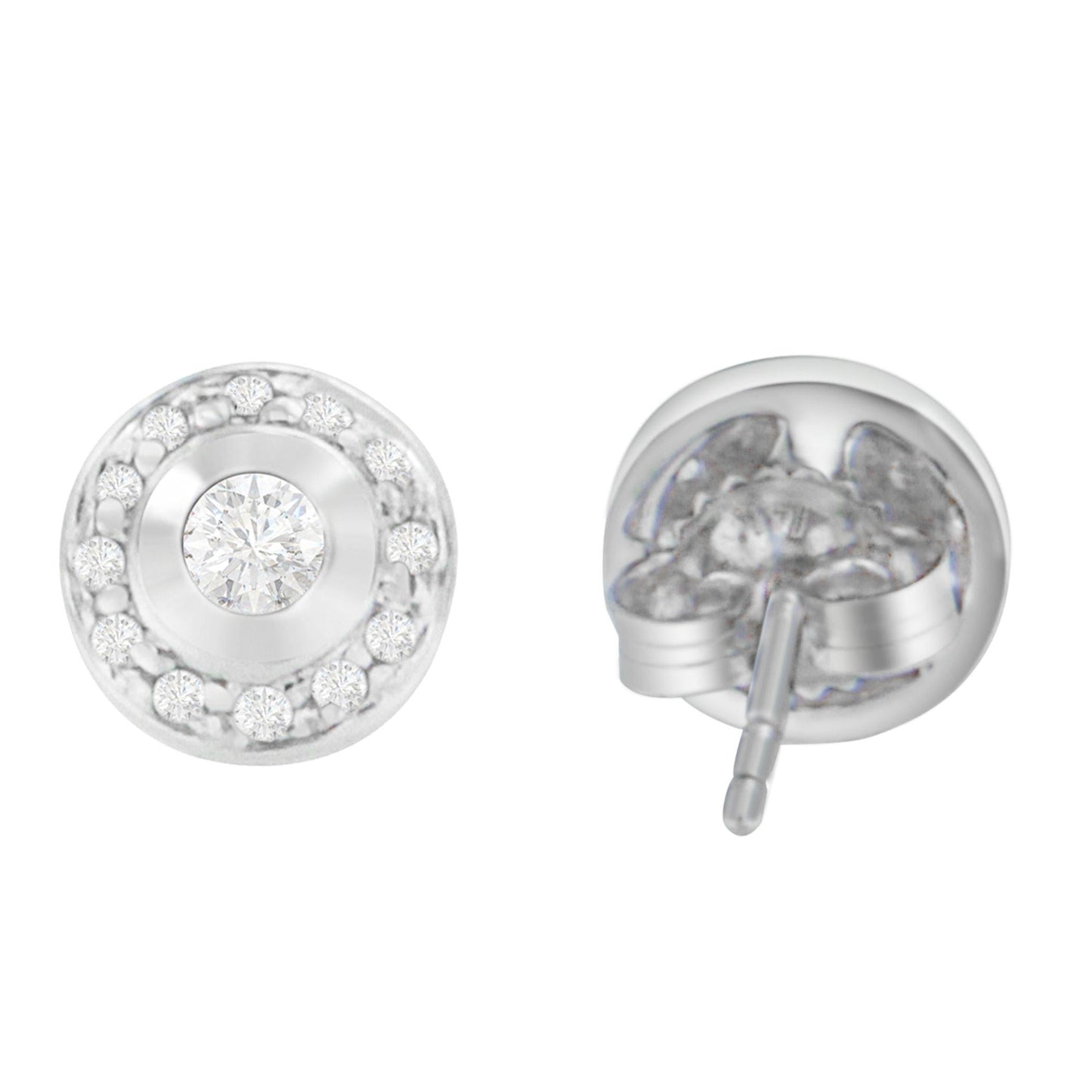 14K White Gold 1/3 cttw Round Cut Diamond Earrings (H-I, SI2-I1)-1