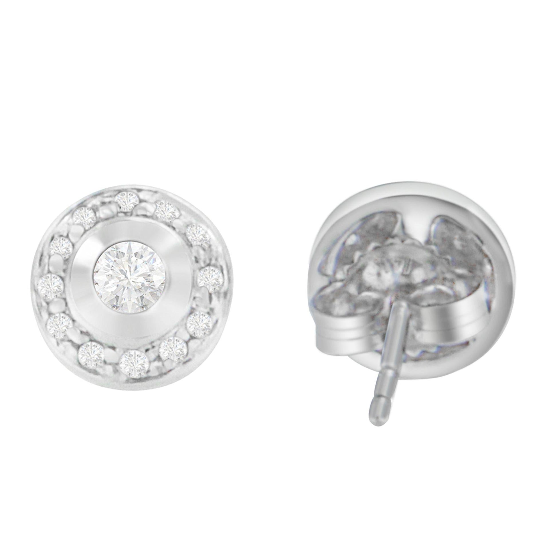 14K White Gold 1/3 cttw Round Cut Diamond Earrings (H-I, SI2-I1)-1