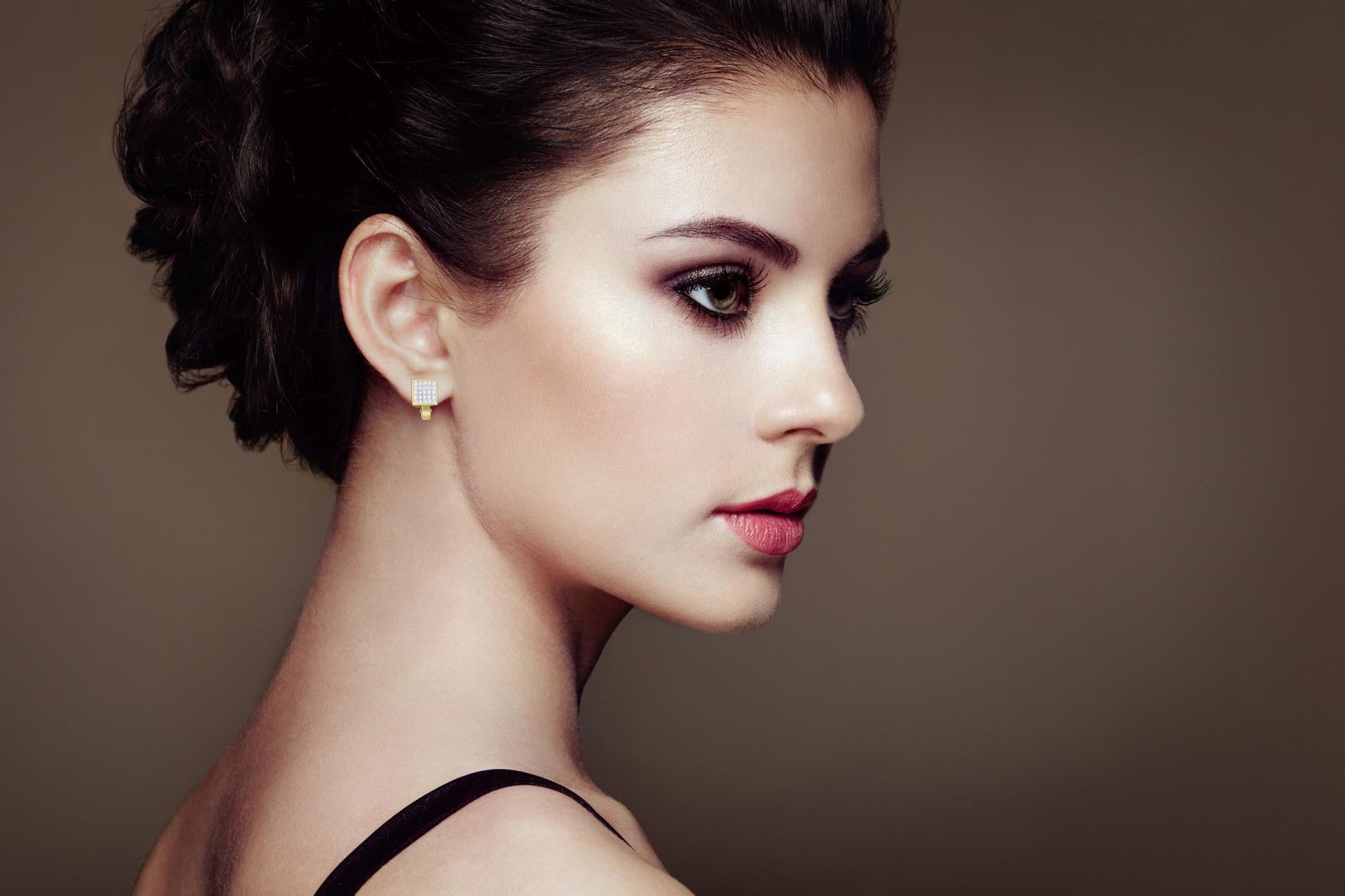 14K Yellow Gold 3-1/5 Cttw Princess Cut Diamond ¾ Square Invisible Set Grid Huggy Style Omega Back Stud Earrings (G-H Color, VS1-VS2 Clarity)-2