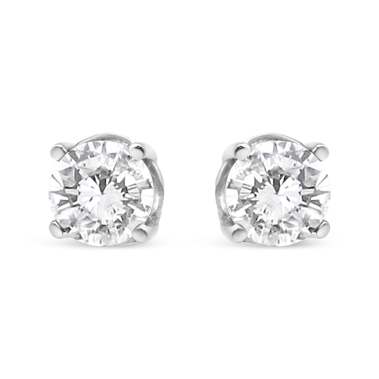 14K White Gold 3/4 Cttw Lab Grown Diamond 4-Prong Classic Stud Earrings (F-G Color, VS2-SI1 Clarity)-0