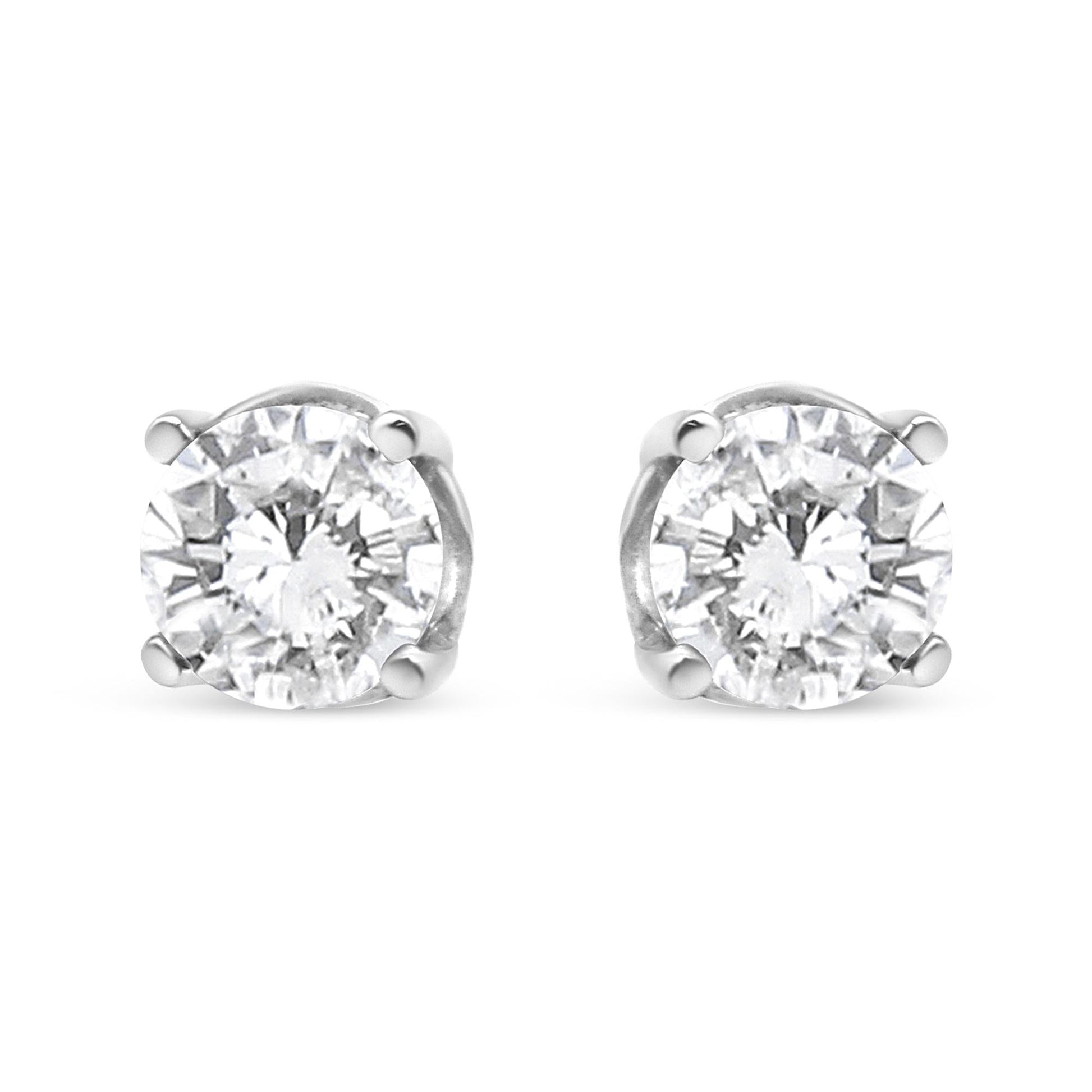 14K White Gold 3/4 Cttw Lab Grown Diamond 4-Prong Classic Stud Earrings (F-G Color, VS2-SI1 Clarity)-0