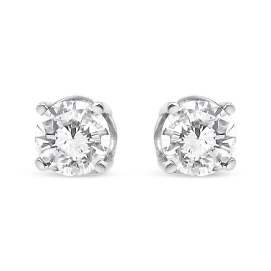 14K White Gold 3/4 Cttw Lab Grown Diamond 4-Prong Classic Stud Earrings (F-G Color, VS2-SI1 Clarity)-0