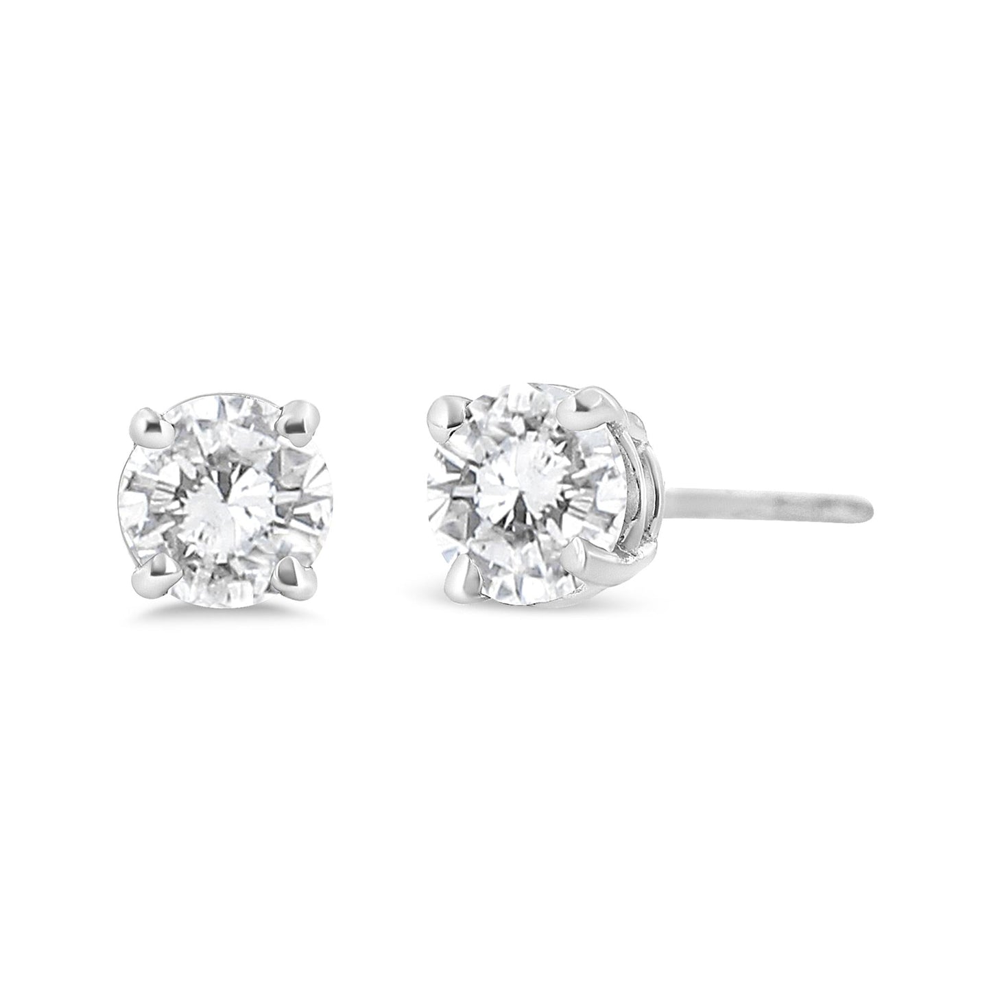 14K White Gold 3/4 Cttw Lab Grown Diamond 4-Prong Classic Stud Earrings (F-G Color, VS2-SI1 Clarity)-1