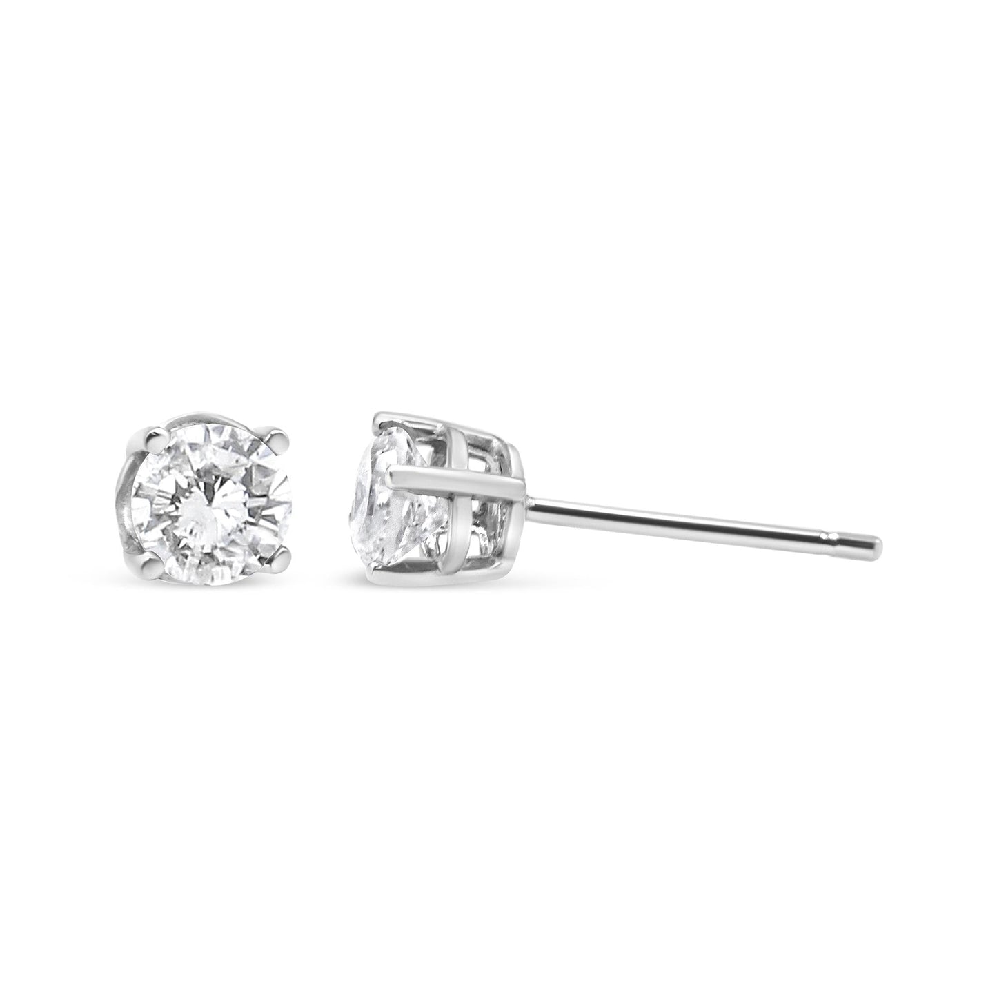 14K White Gold 3/4 Cttw Lab Grown Diamond 4-Prong Classic Stud Earrings (F-G Color, VS2-SI1 Clarity)-3