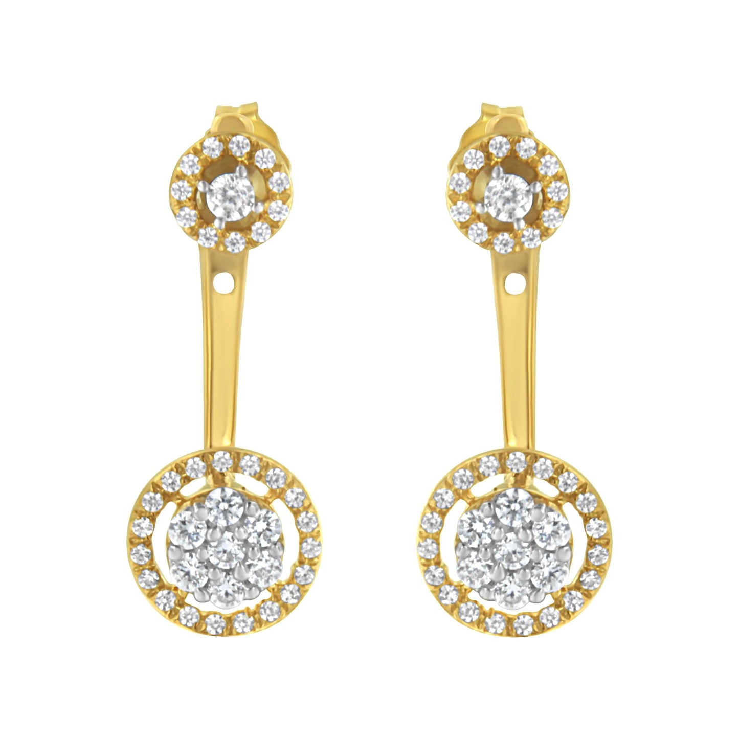 14K Yellow Gold Plated .925 Sterling Silver 5/8 Cttw Diamond Removable Stud and Dangle Earrings (I-J Color, I2-I3)-3