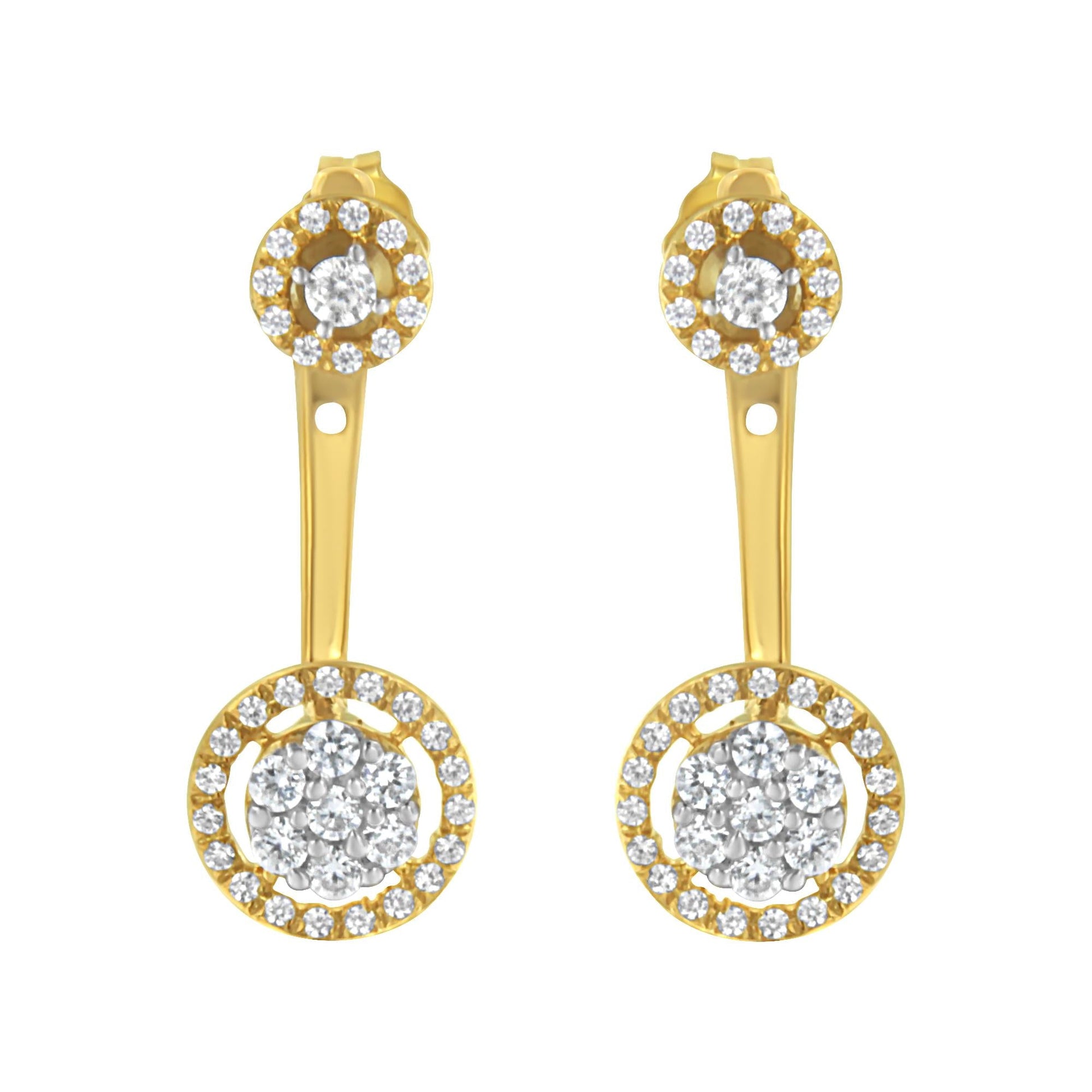 14K Yellow Gold Plated .925 Sterling Silver 5/8 Cttw Diamond Removable Stud and Dangle Earrings (I-J Color, I2-I3)-3