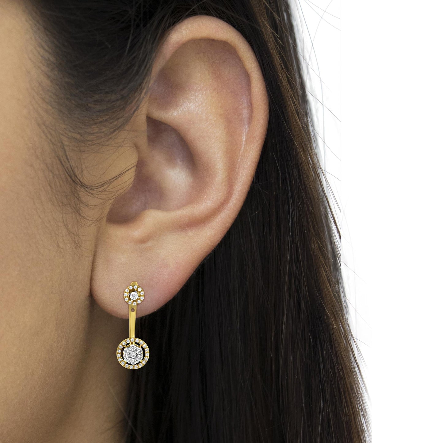 14K Yellow Gold Plated .925 Sterling Silver 5/8 Cttw Diamond Removable Stud and Dangle Earrings (I-J Color, I2-I3)-2