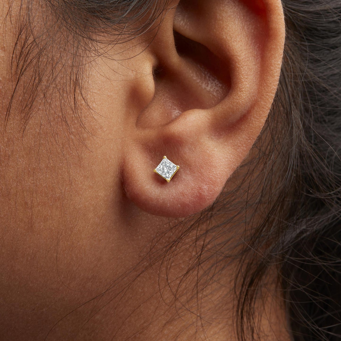 14K Yellow Gold 1/2 Cttw Princess Cut Diamond Solitaire Stud Earrings with Screwbacks (I-J Color, SI2-I1 Clarity)-2