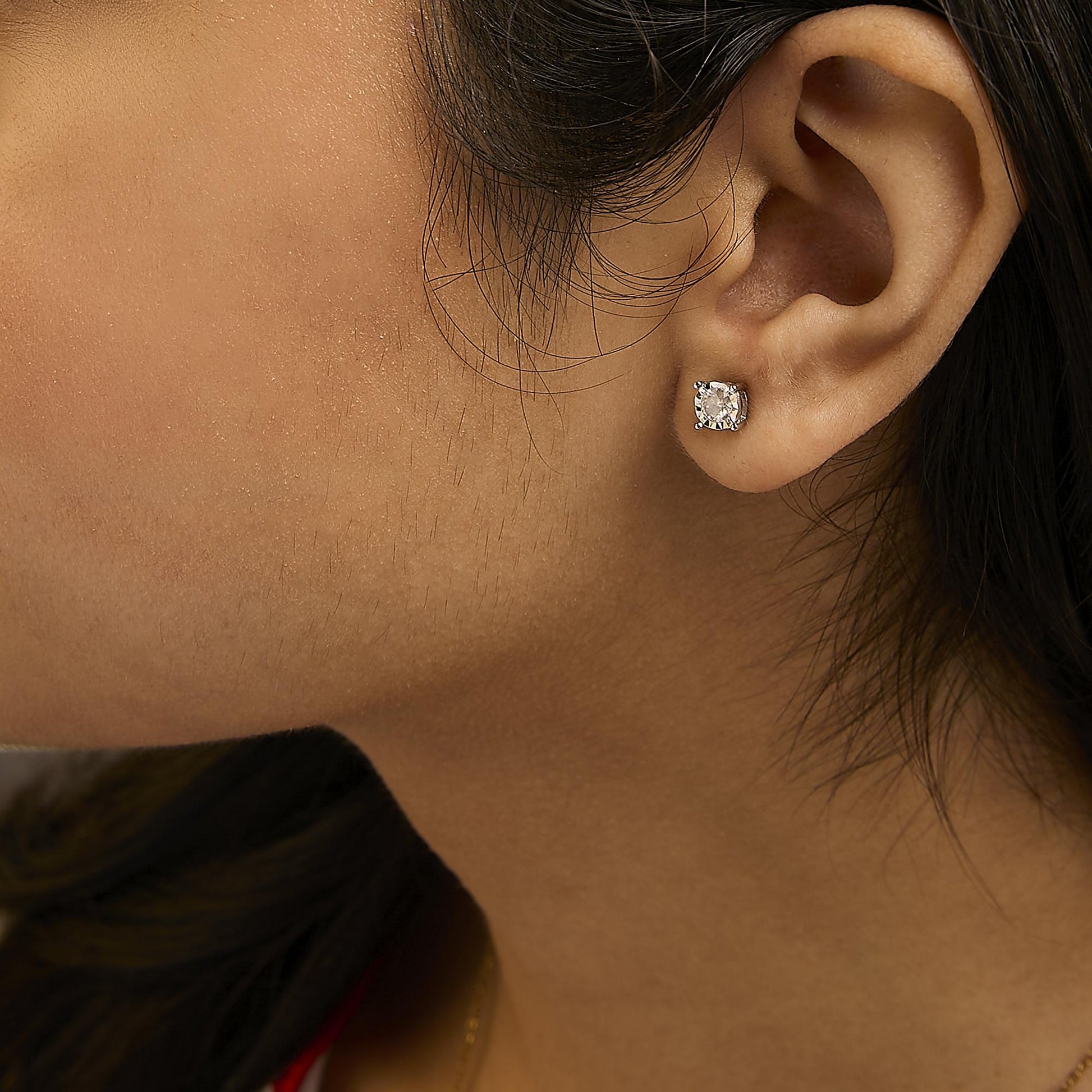 .925 Sterling Silver 1/2 Cttw Near Colorless Round Brilliant-Cut Diamond Miracle-Set Stud Earrings (H-I Color, I2-I3 Clarity)-2