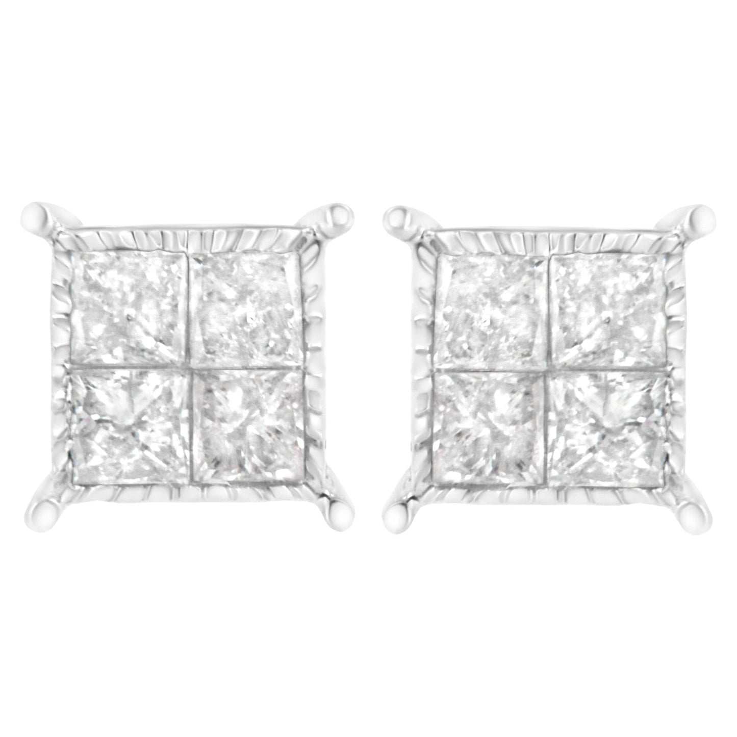 Sterling Silver 3/4 cttw Composite Diamond Stud Earrings (I-J, I2-I3)-0