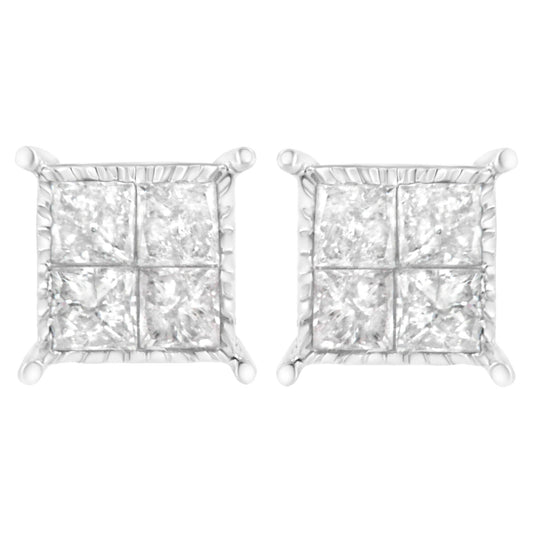 Sterling Silver 3/4 cttw Composite Diamond Stud Earrings (I-J, I2-I3)-0