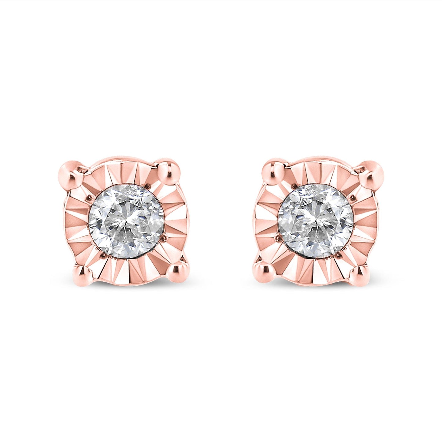 .925 Sterling Silver 1/10 Cttw Round Brilliant-Cut Diamond Miracle-Set Stud Earrings-1