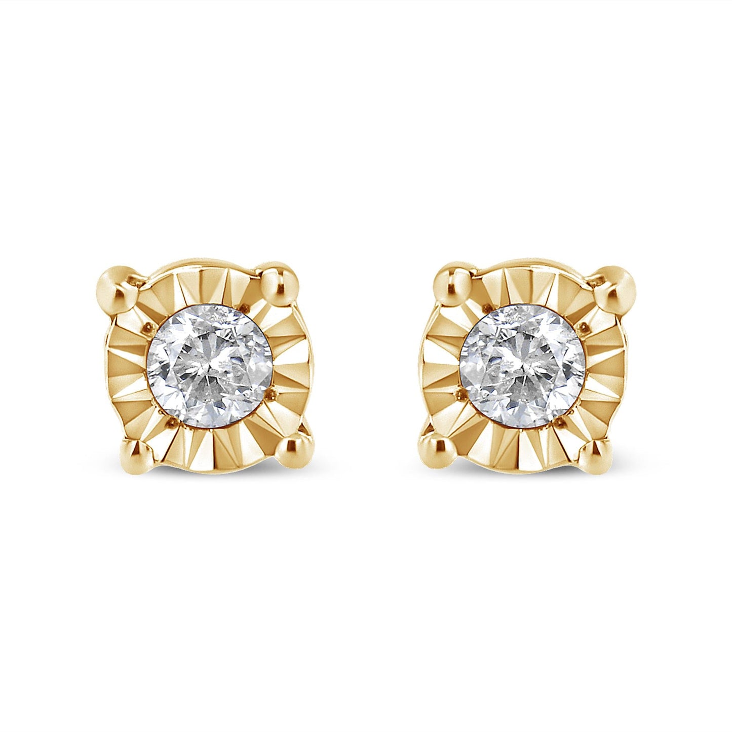 .925 Sterling Silver 1/10 Cttw Round Brilliant-Cut Diamond Miracle-Set Stud Earrings-2